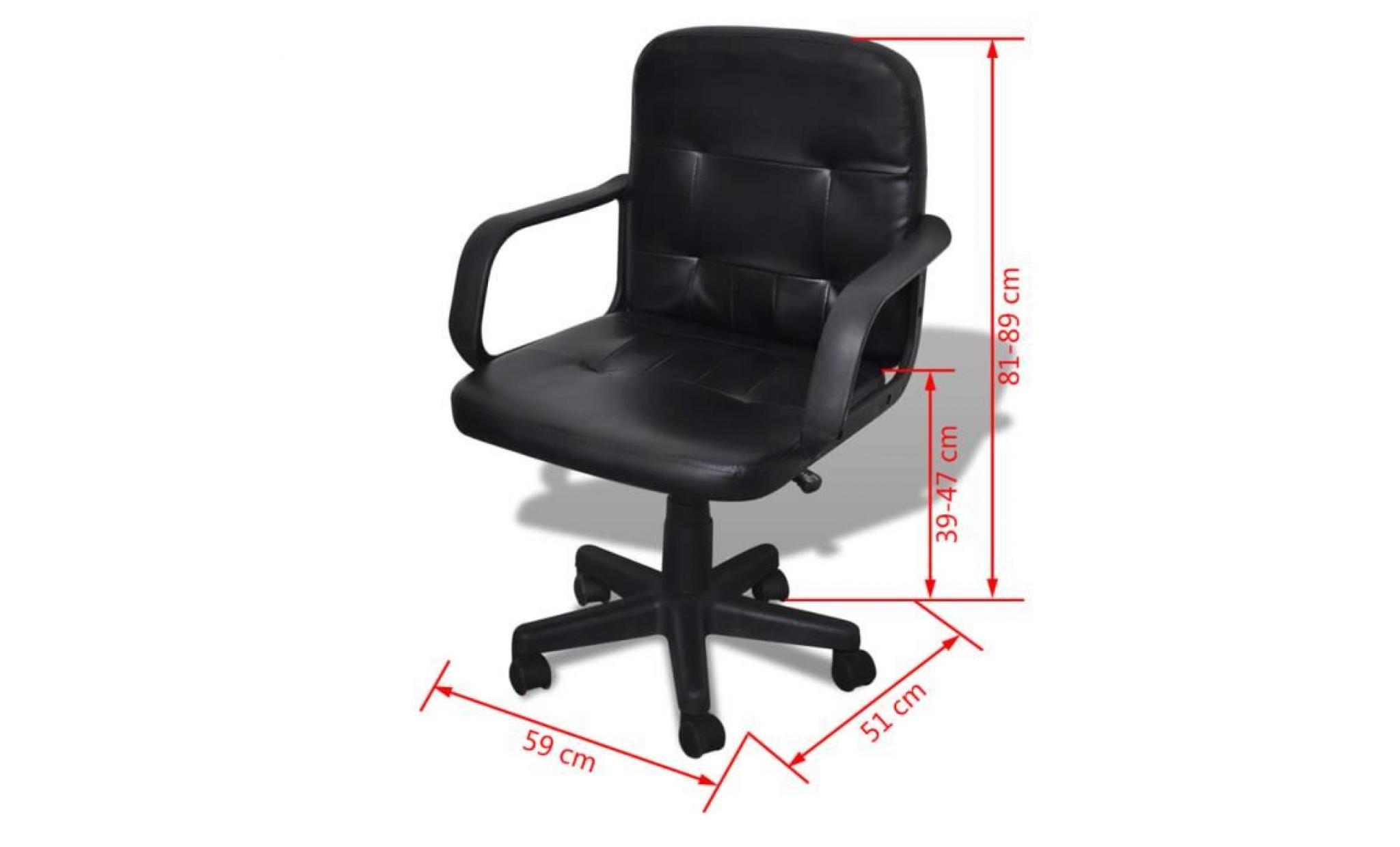 fauteuil de bureau  sièges de bureau chaise de bureau scandinave contemporainenen cuir mélangé noir 59 x 51 x 81 89 cm pas cher