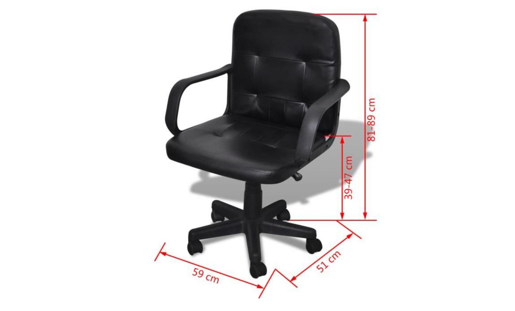 fauteuil de bureau sièges de bureau en cuir mélangé noir 59 x 51 x 81 89 cm pas cher