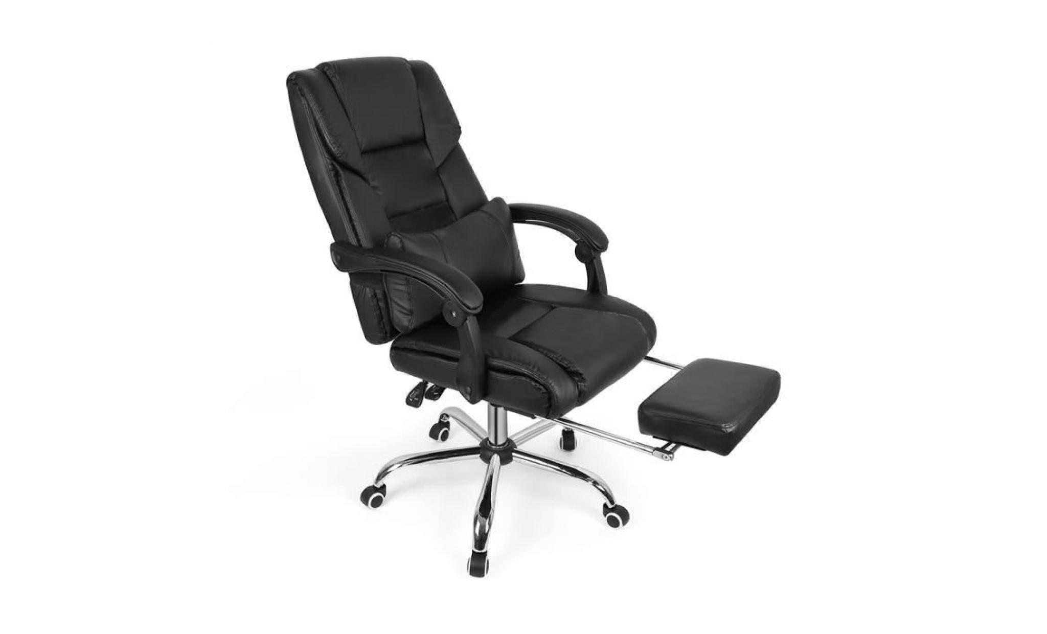 fauteuil de bureau simili noir chaise pour ordinateur chaise de bureau pivotant 360°