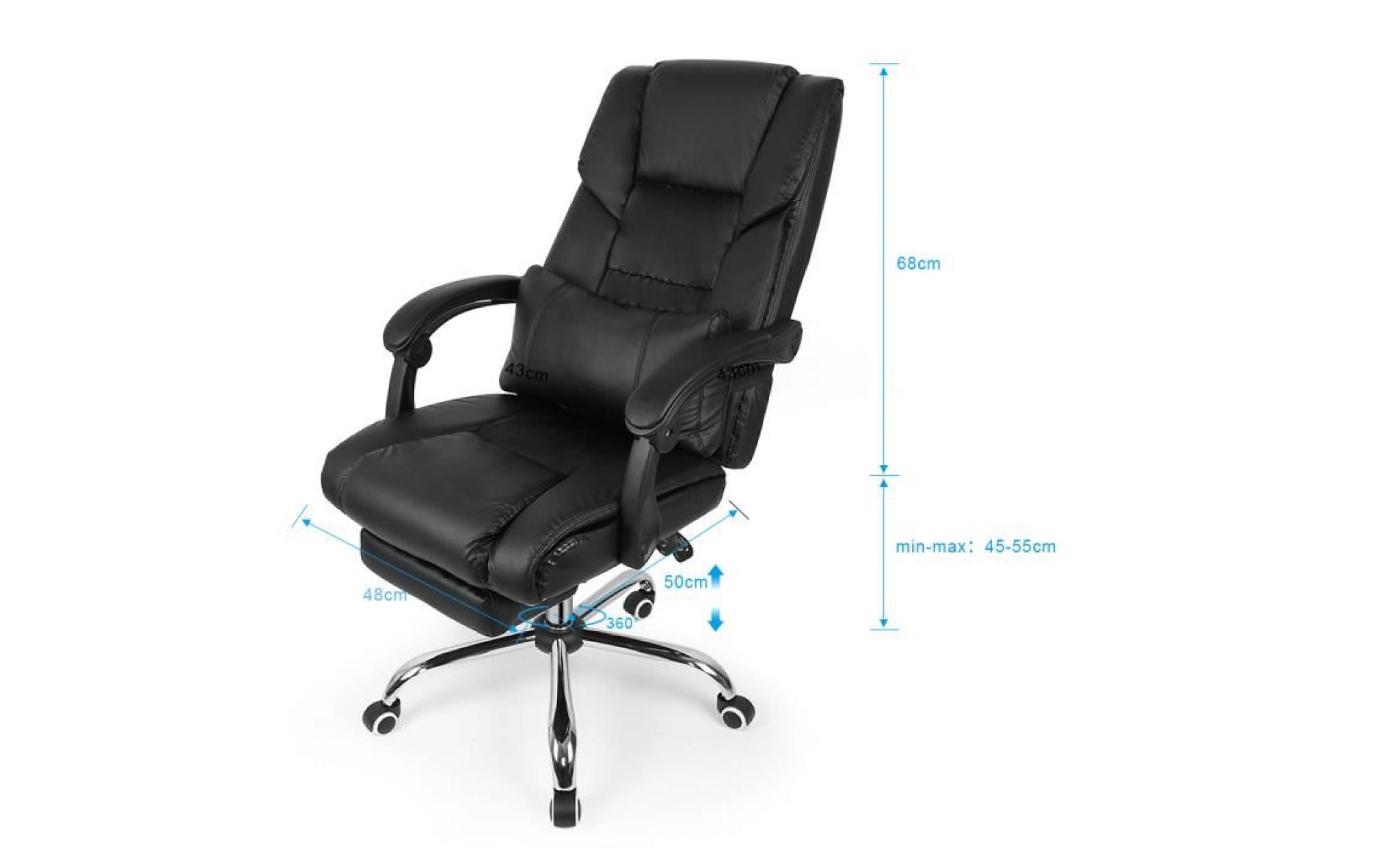 fauteuil de bureau simili noir chaise pour ordinateur pas cher