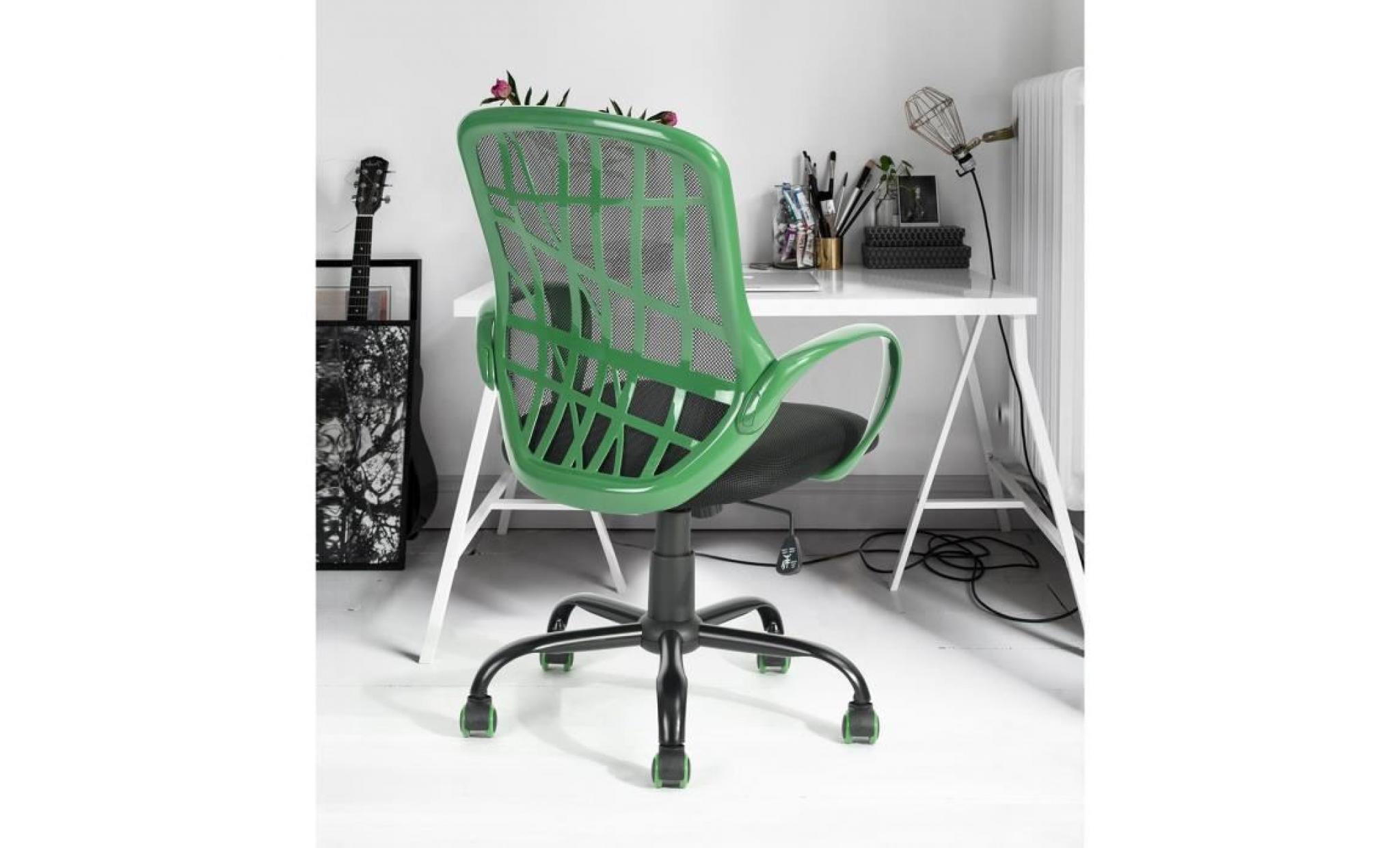 fauteuil de bureau vert avec dossier ergonomique en tissu respirant accoudoir en plastique,marque homy casa pas cher
