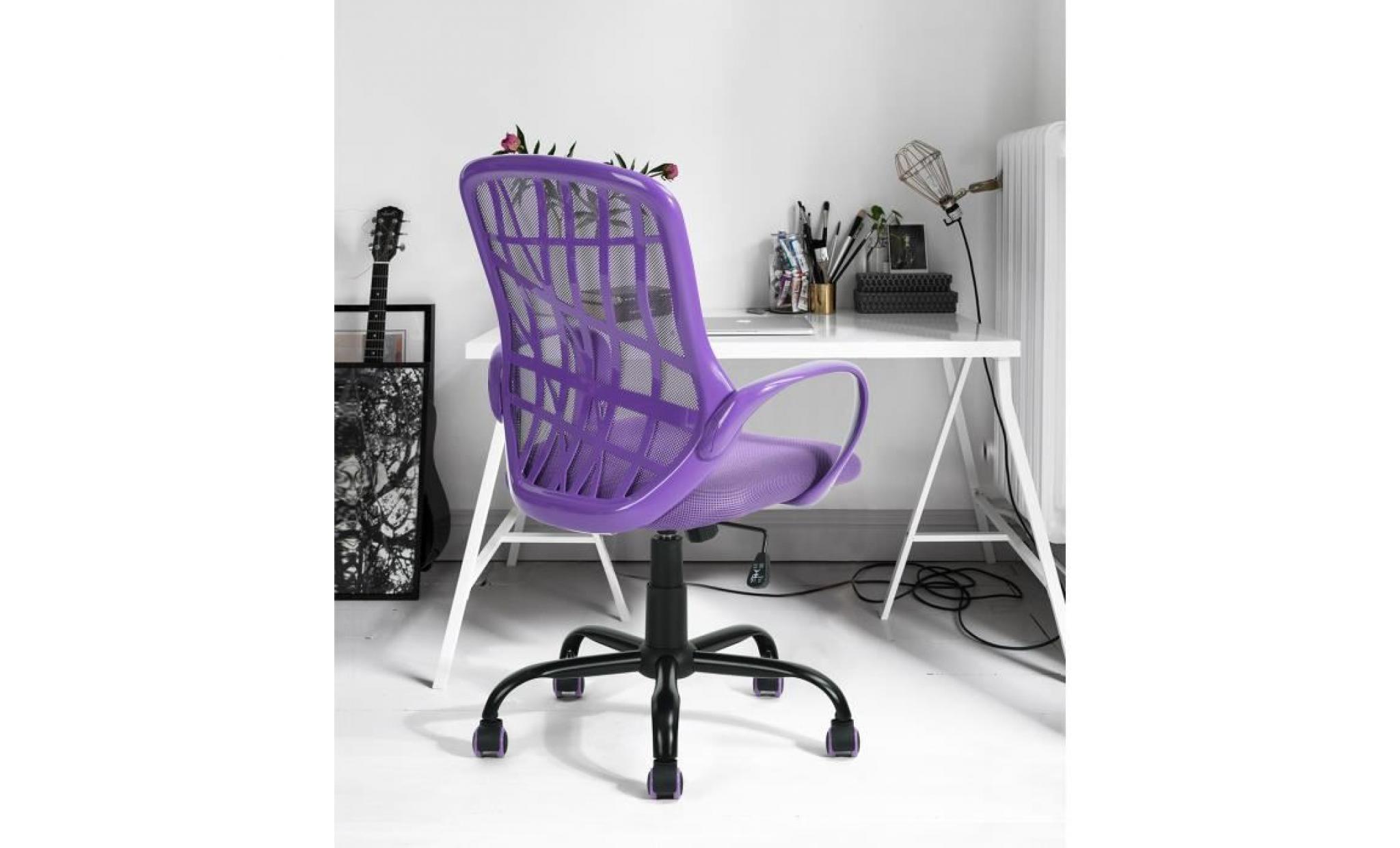 fauteuil de bureau violet avec dossier ergonomique en tissu respirant accoudoir en plastique,marque homy casa pas cher
