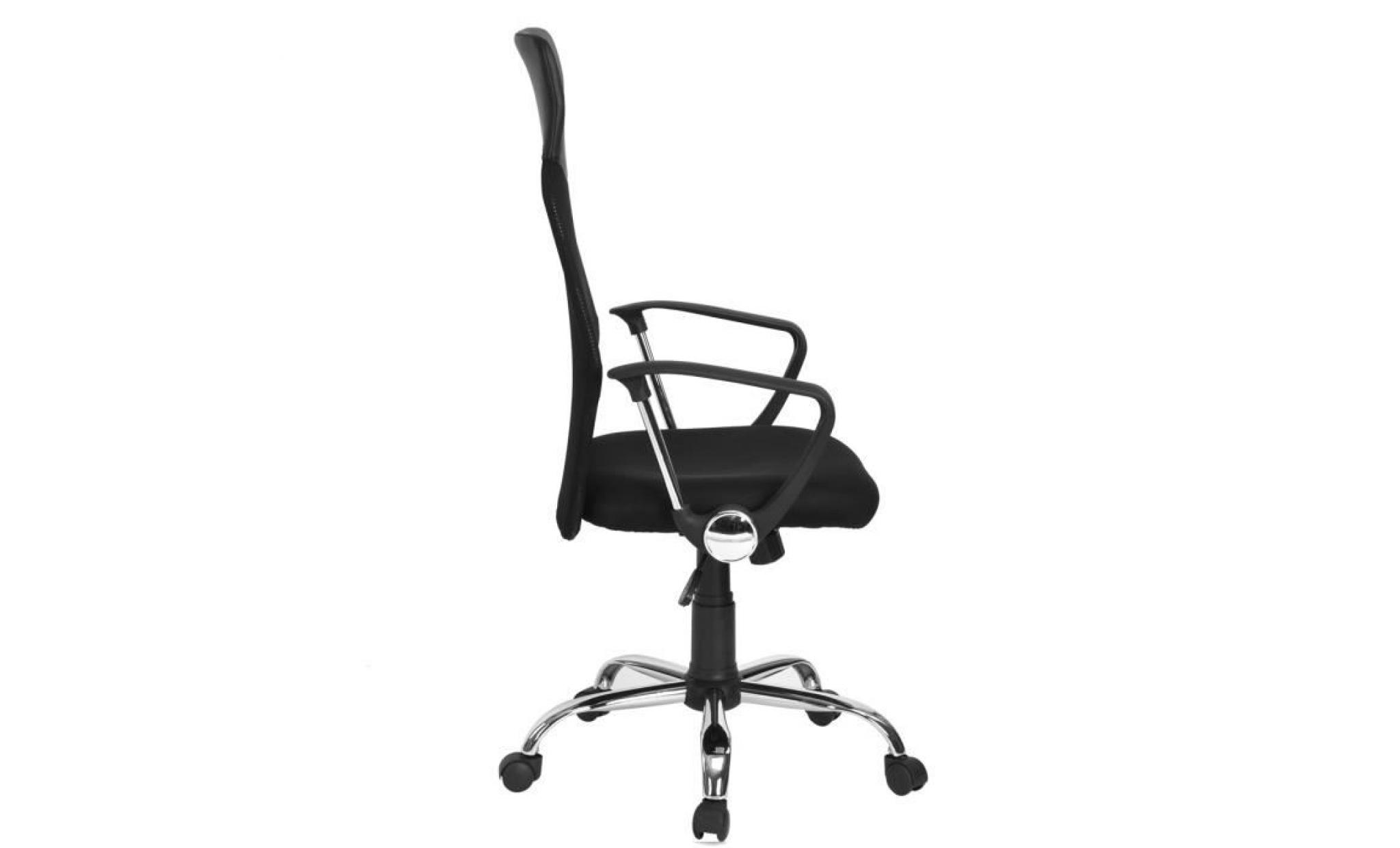 fauteuil de direction chaise de bureau confortable en pu cuir métal plastique réseau noir avec 5 roulettes pivotant à 360 pas cher