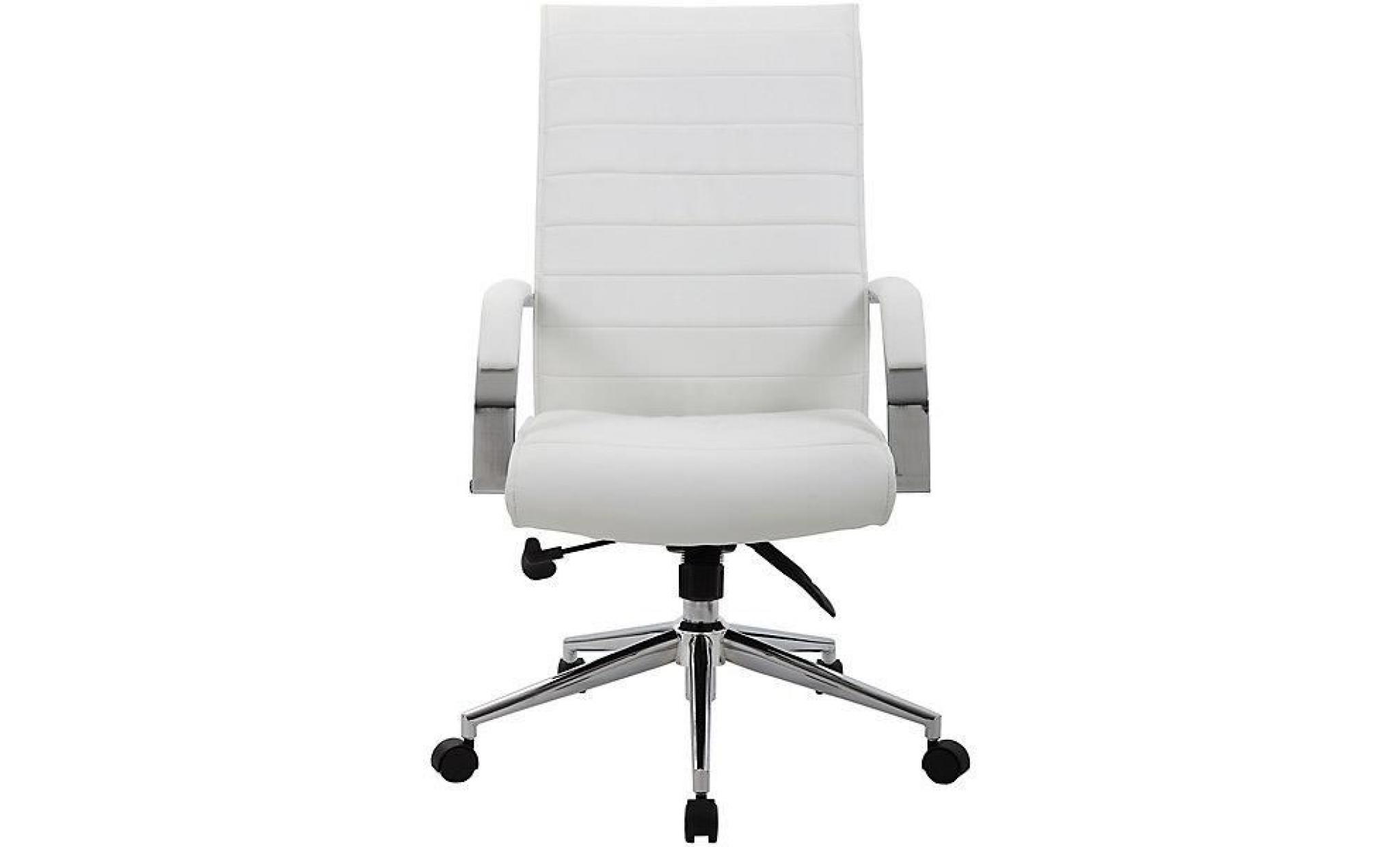 fauteuil de direction identity   habillage cuir et dossier haut, blanc  
