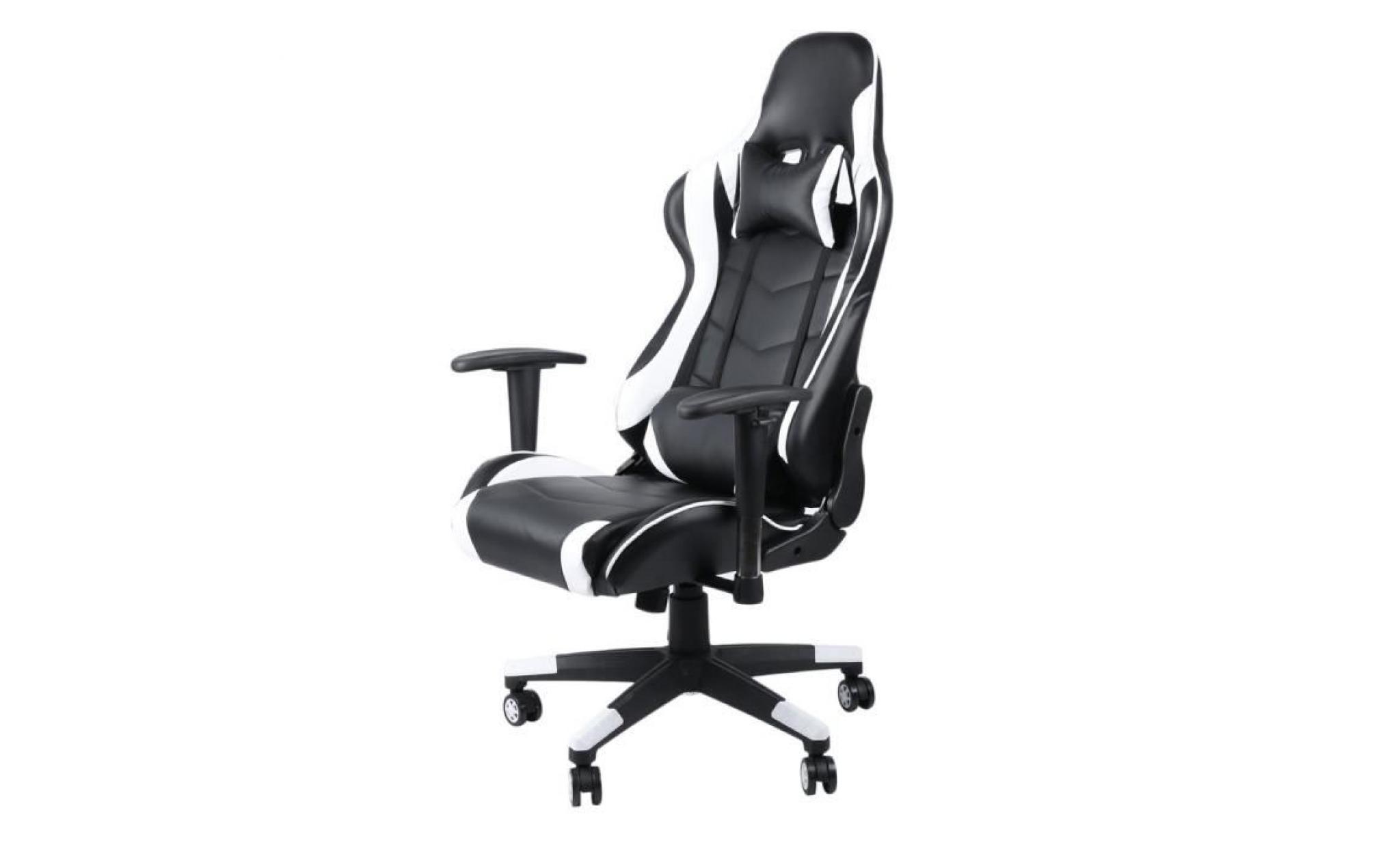 fauteuil de gaming chaise de bureau de gamer racing ergonomique dossier haut inclinable en similicuir pu avec accoudoirs avec