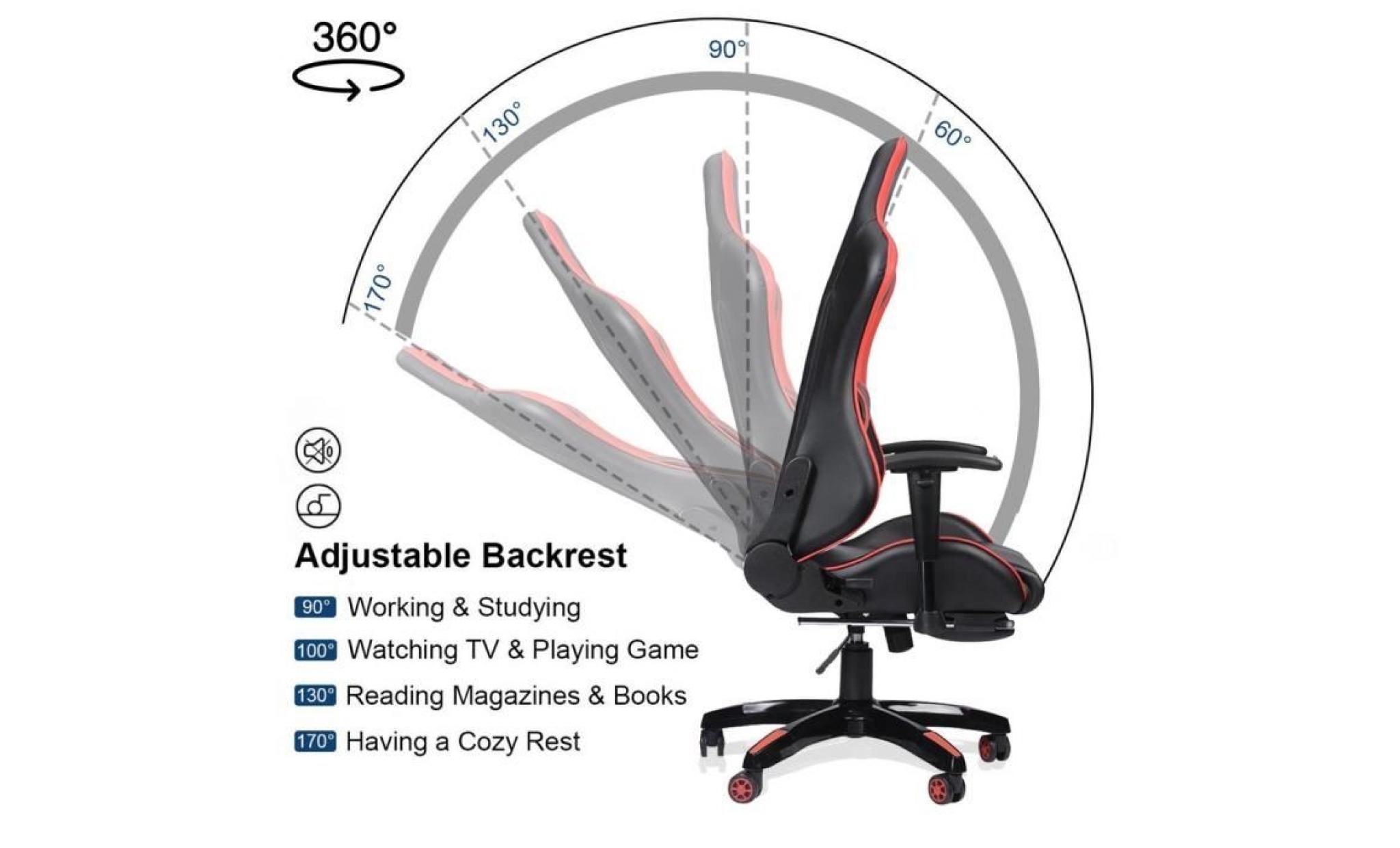 🥇 fauteuil de jeu avancée racing gaming hauteur du siège et des accoudoirs ajustables style contemporain rouge pas cher