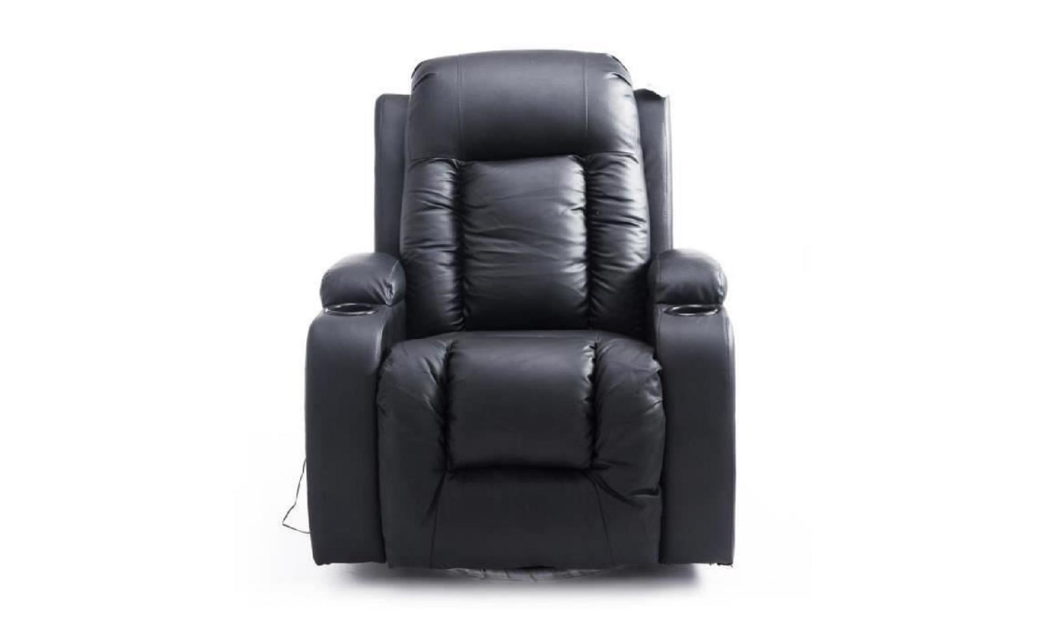 fauteuil de massage et relaxation électrique chauffant inclinable repose pied télécommande noir neuf 50bk pas cher