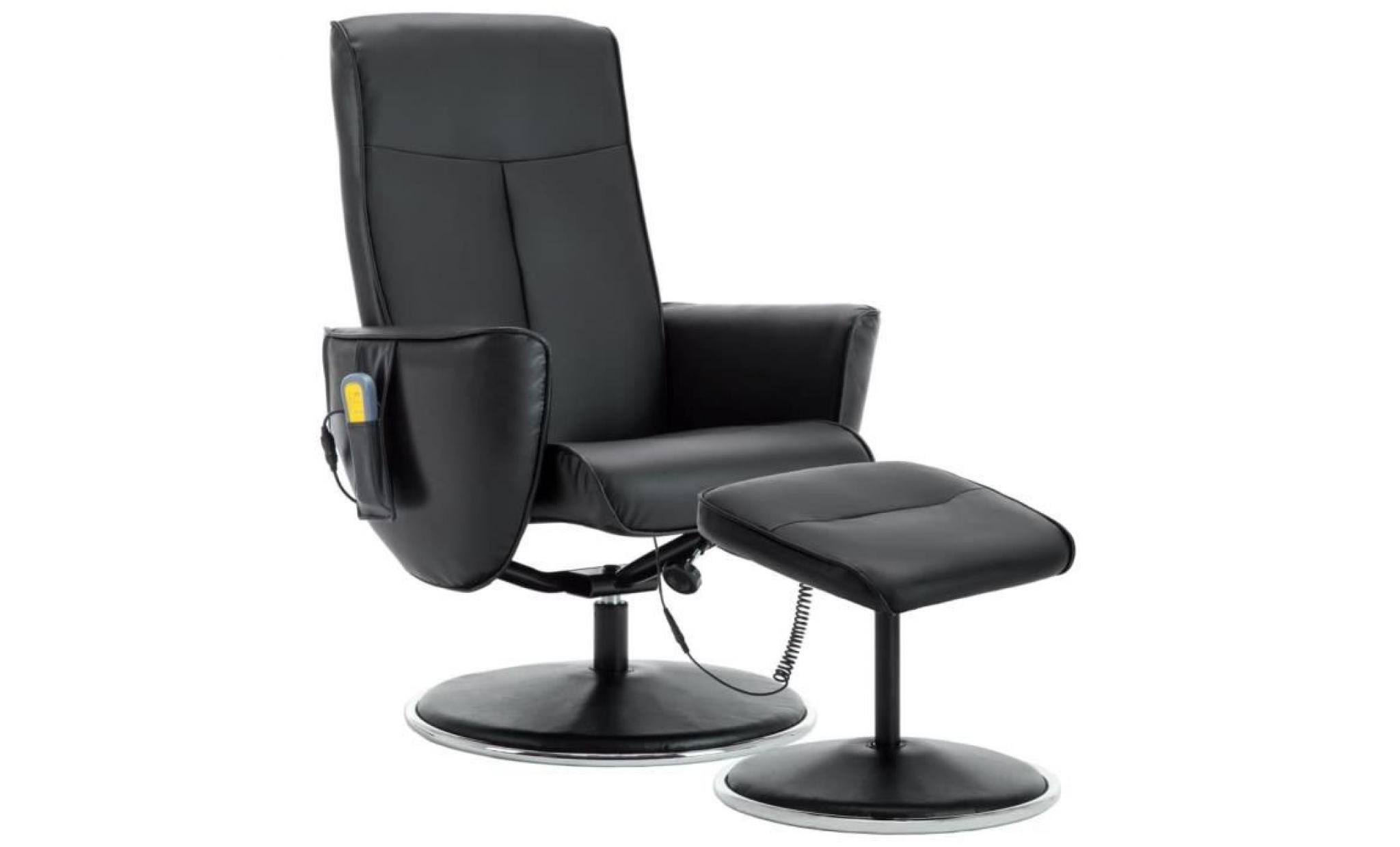 fauteuil de massage réglable avec repose pied simili cuir noir