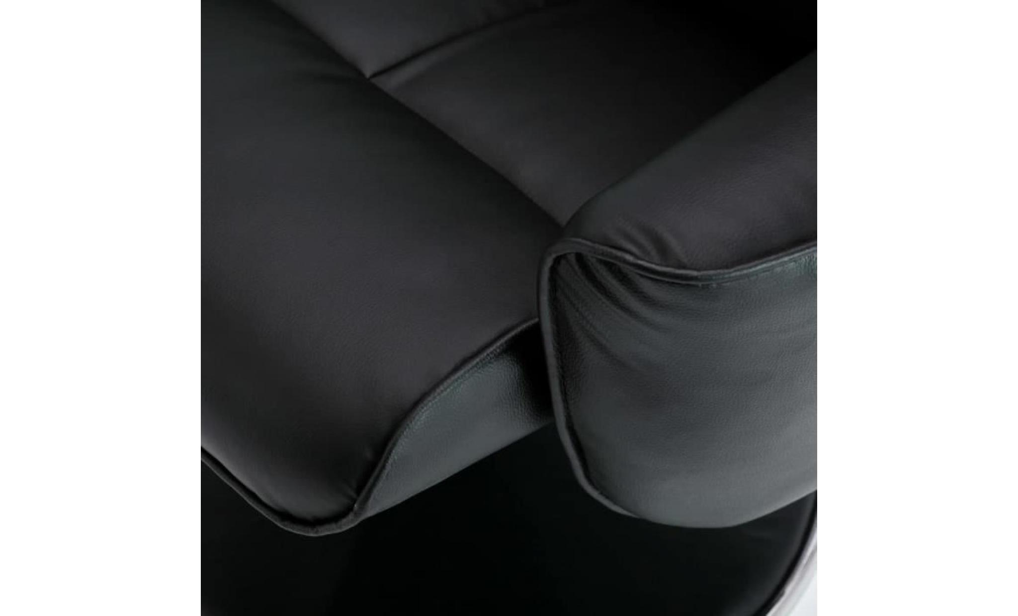 fauteuil de massage réglable avec repose pied simili cuir noir pas cher