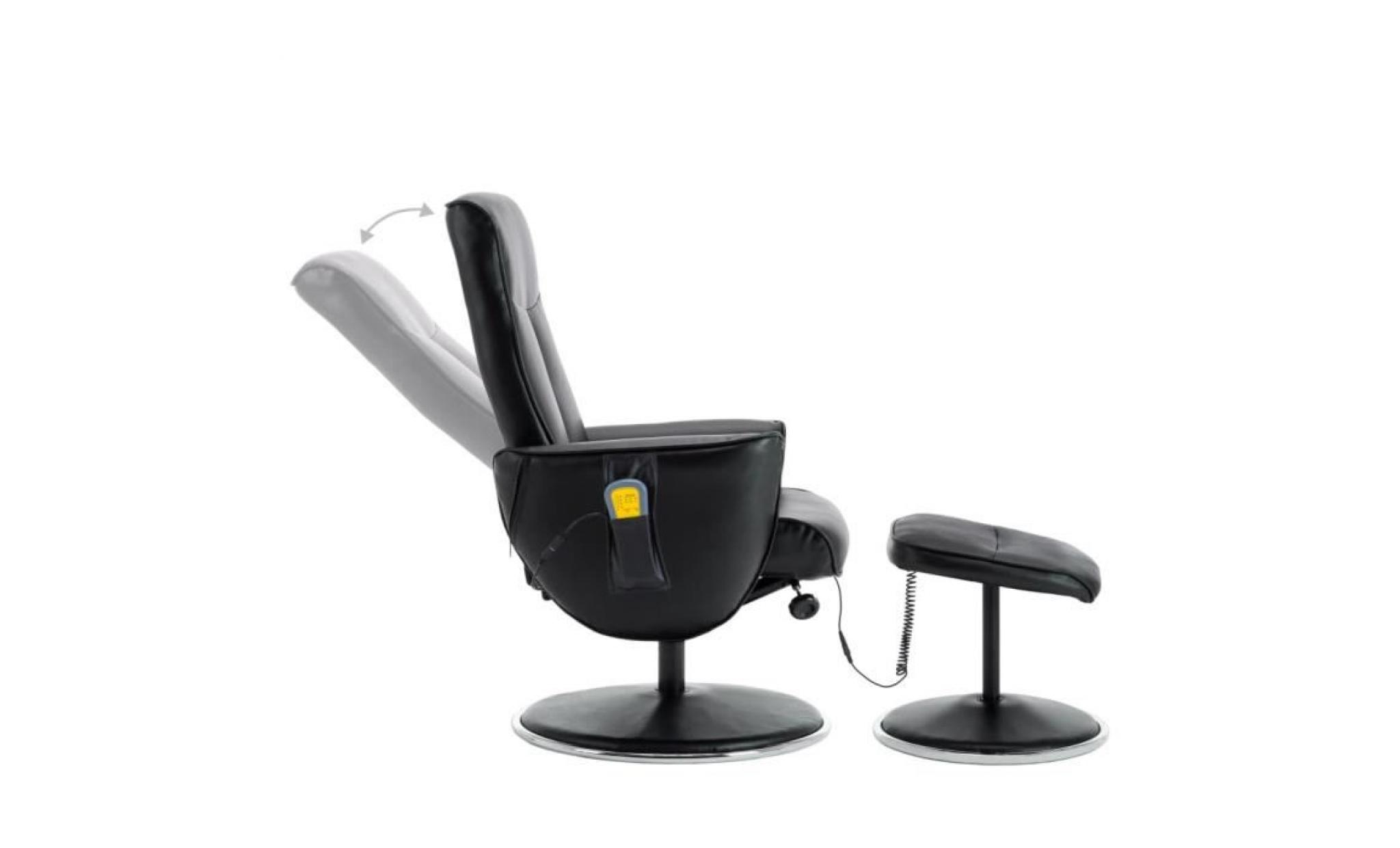 fauteuil de massage réglable avec repose pied simili cuir noir pas cher
