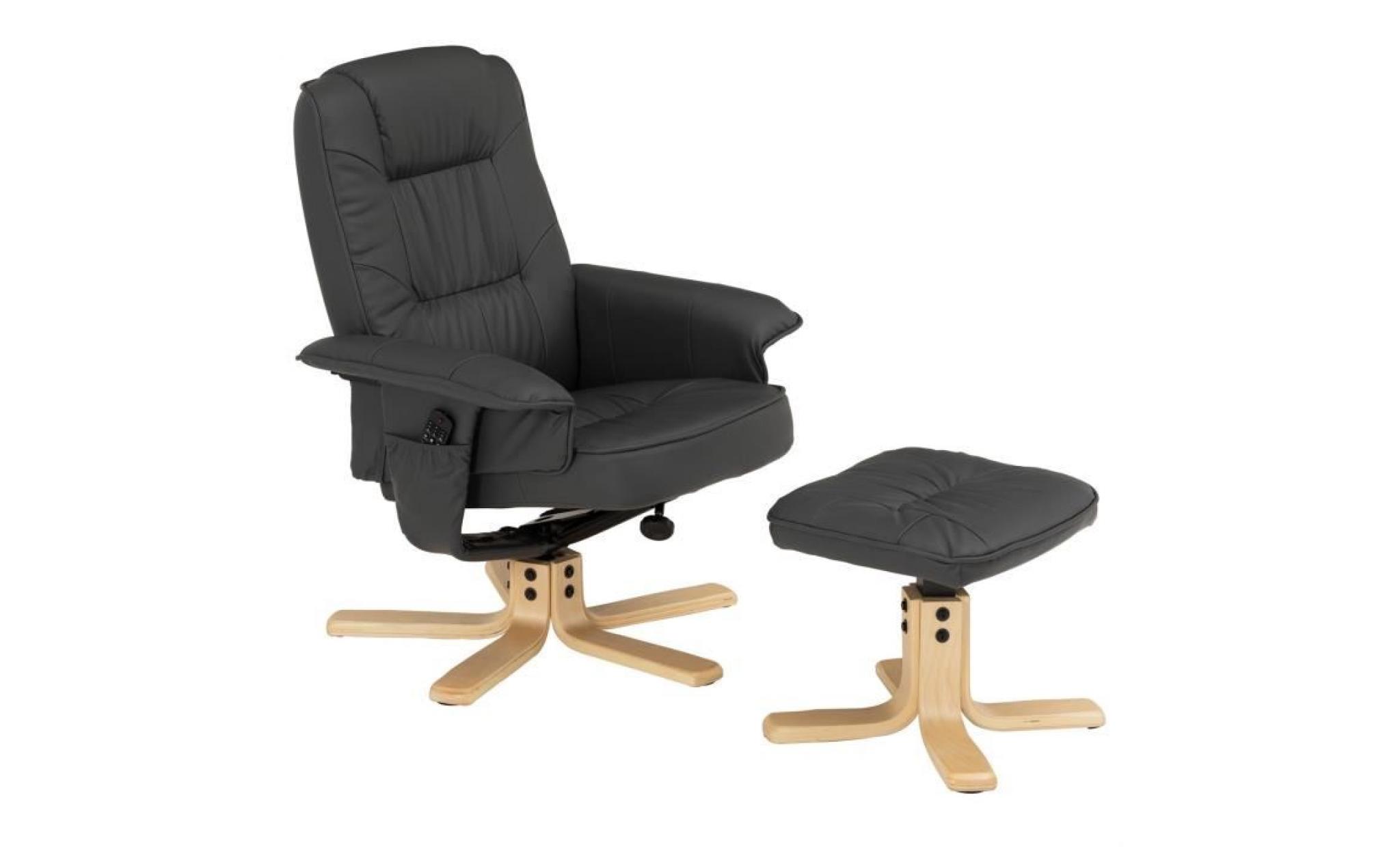 fauteuil de relaxation charly avec repose pieds pouf siège pivotant dossier inclinable assise rembourrée relax, en synthétique gris