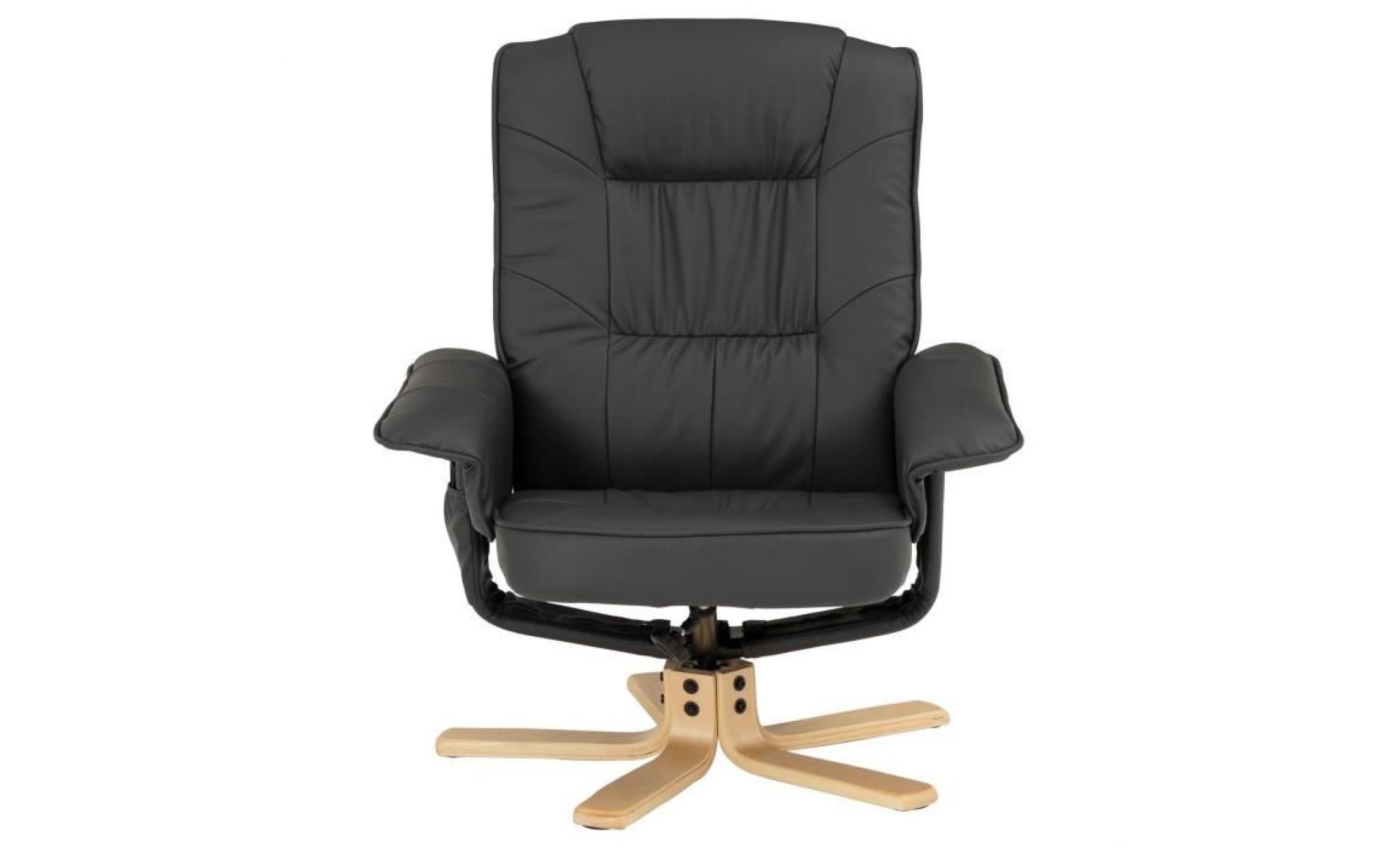 fauteuil de relaxation charly avec repose pieds pouf siège pivotant dossier inclinable assise rembourrée relax, en synthétique gris pas cher