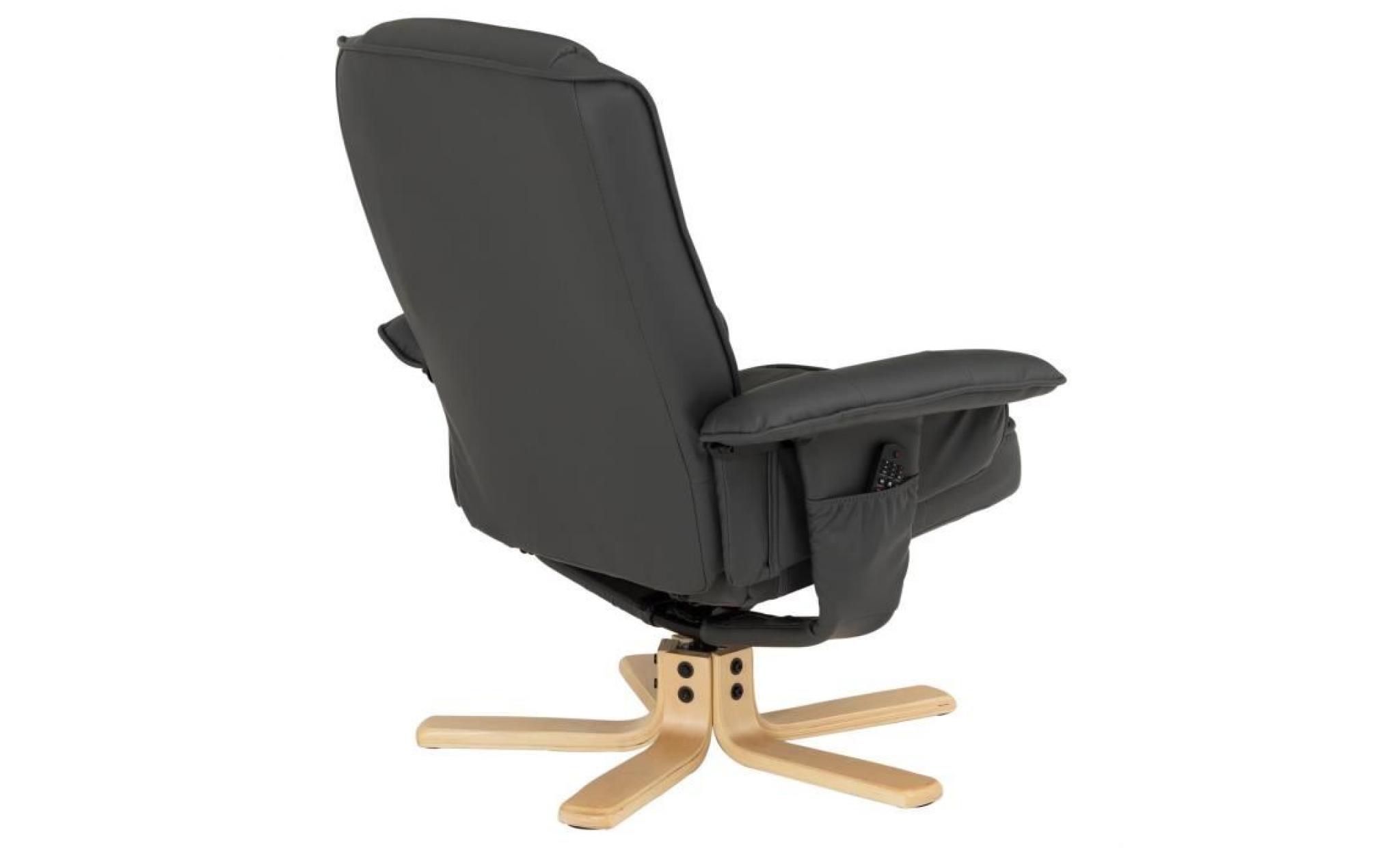 fauteuil de relaxation charly avec repose pieds pouf siège pivotant dossier inclinable assise rembourrée relax, en synthétique gris pas cher