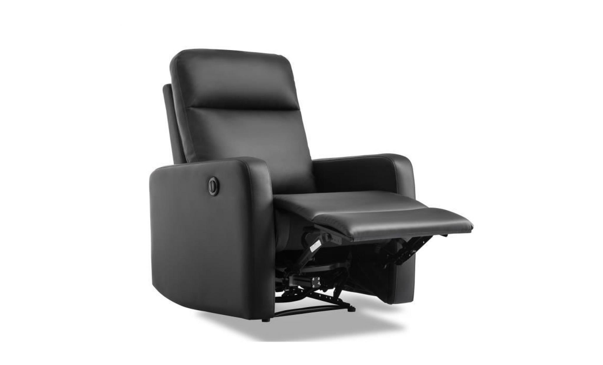 fauteuil de relaxation électrique   simili noir   classique   l 76 x p 88 cm
