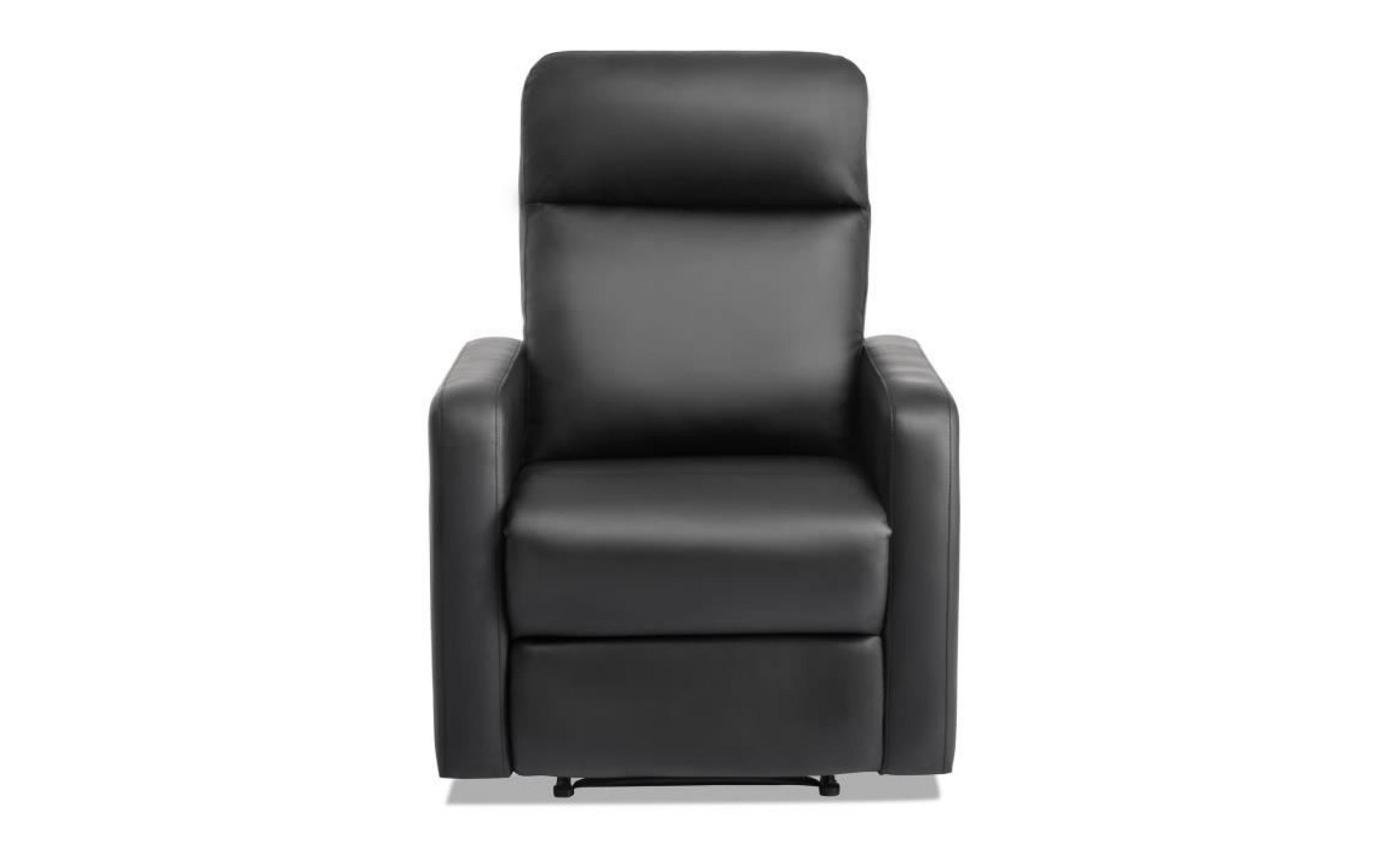 fauteuil de relaxation électrique   simili noir   classique   l 76 x p 88 cm pas cher