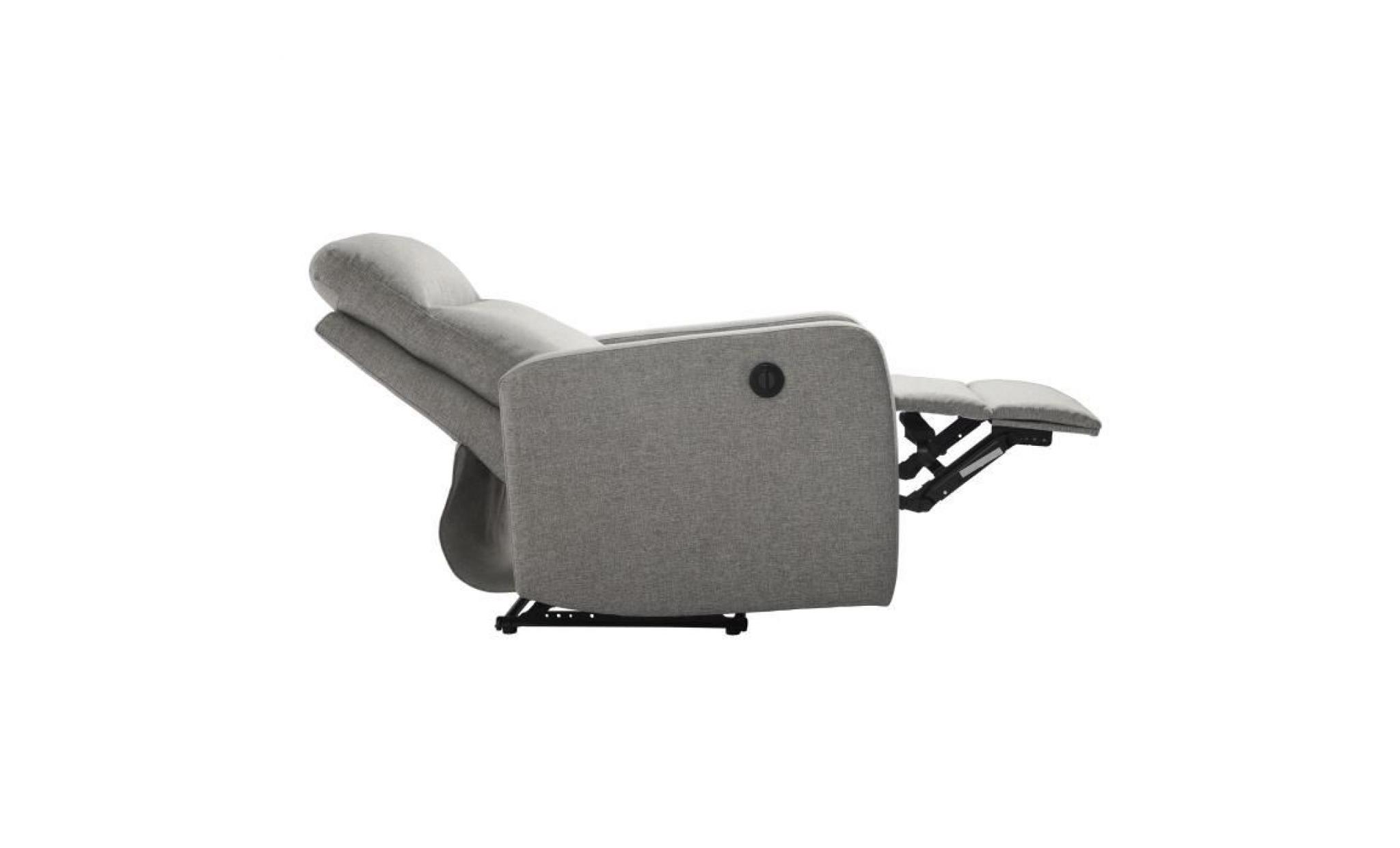 fauteuil de relaxation électrique   tissu gris   classique   l 76 x p 88 cm pas cher