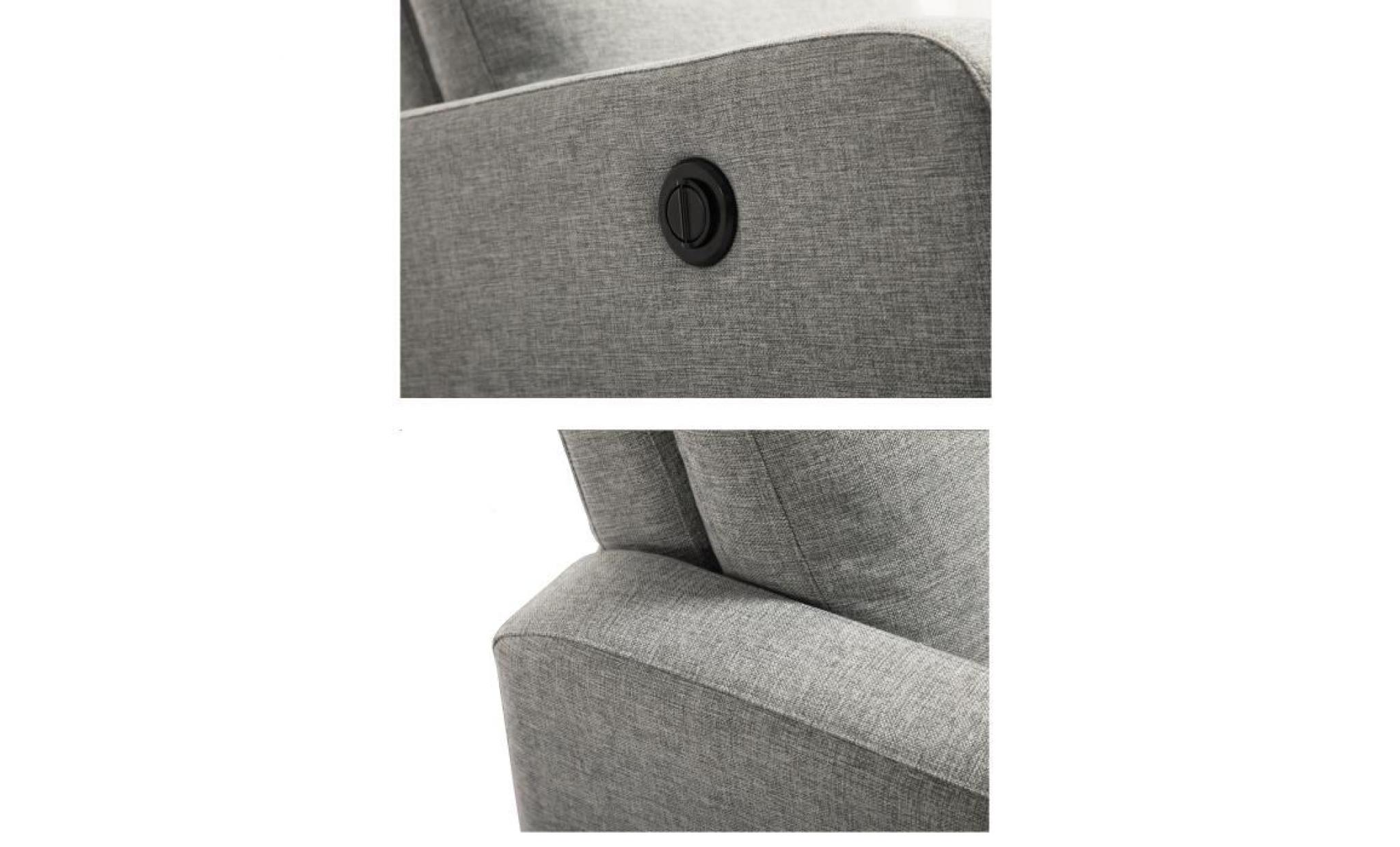 fauteuil de relaxation électrique   tissu gris   classique   l 76 x p 88 cm pas cher
