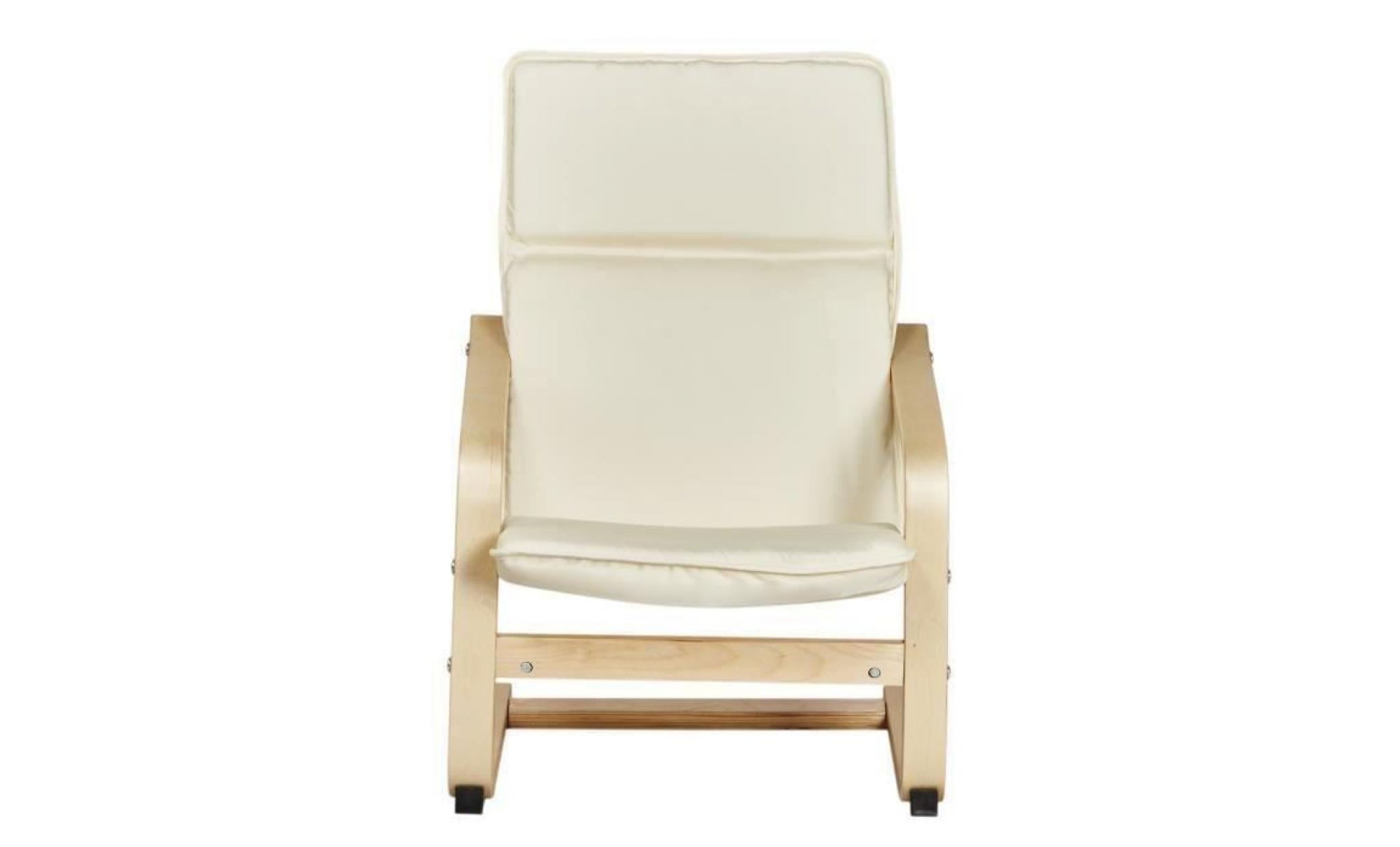 fauteuil de relaxation enfant en métal noir et pieds bouleau massif   tissu beige   contemporain   l 44 x p 47 cm pas cher