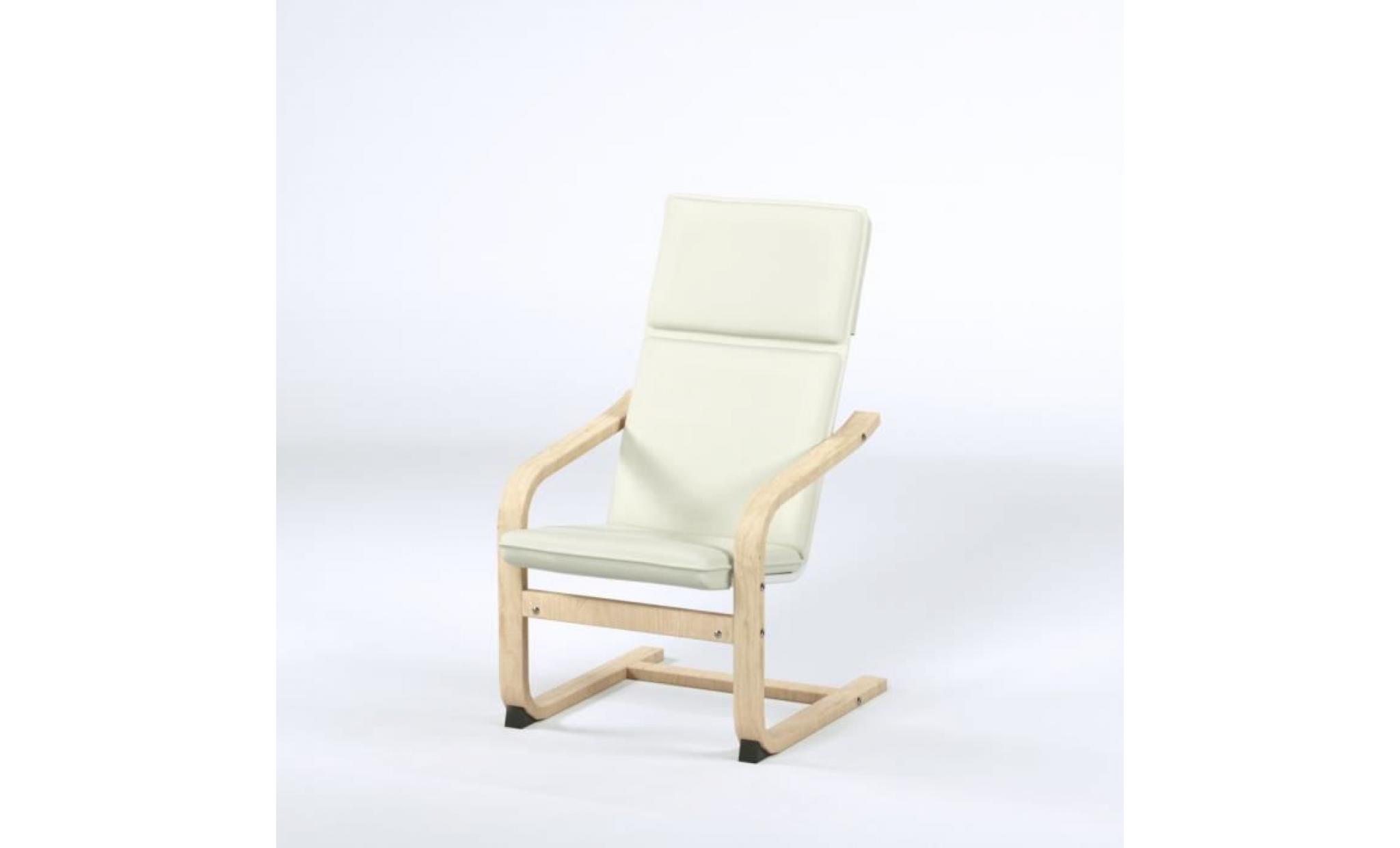 fauteuil de relaxation enfant en métal noir et pieds bouleau massif   tissu beige   contemporain   l 44 x p 47 cm pas cher