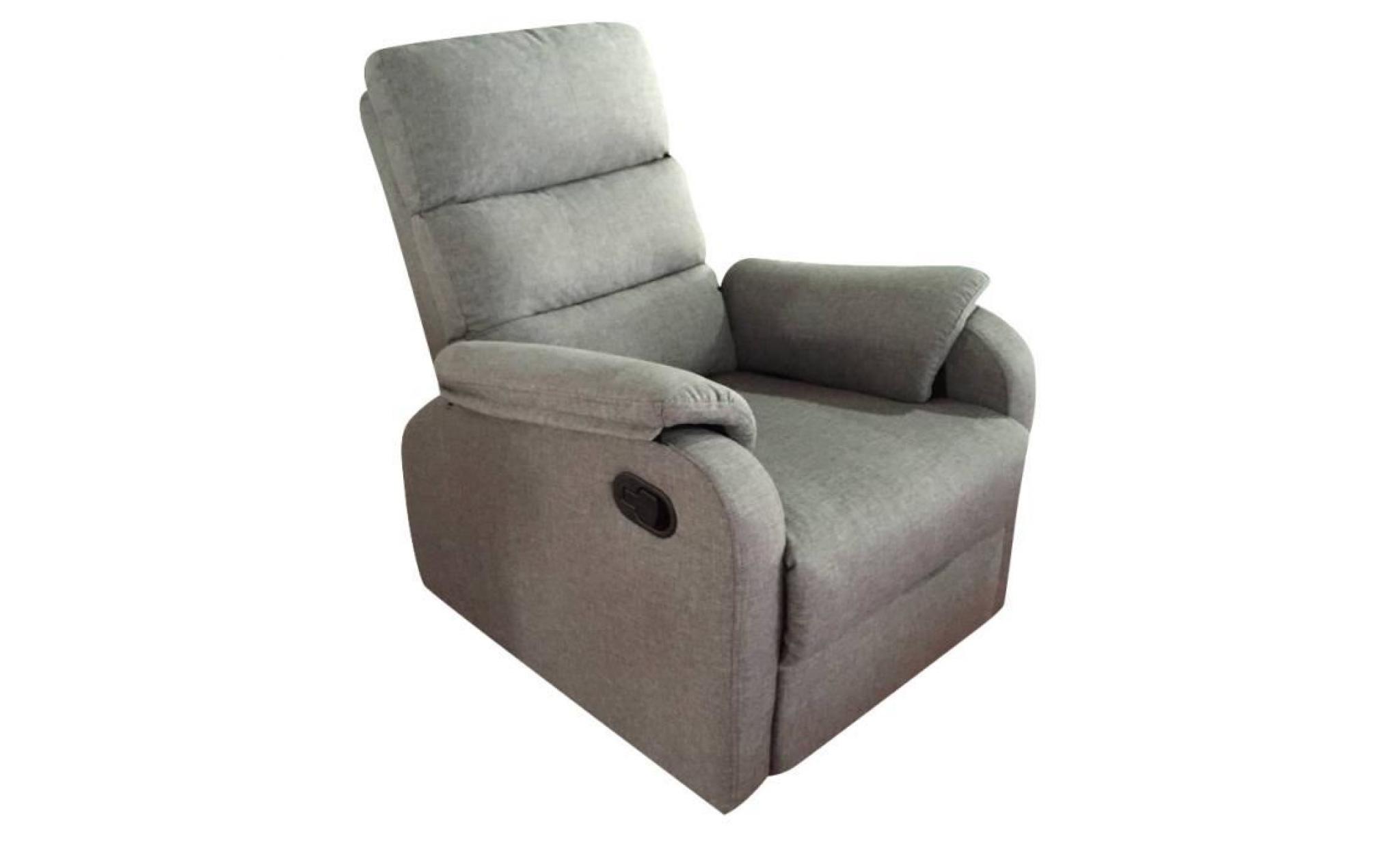 fauteuil de relaxation manuel   tissu gris   classique pas cher