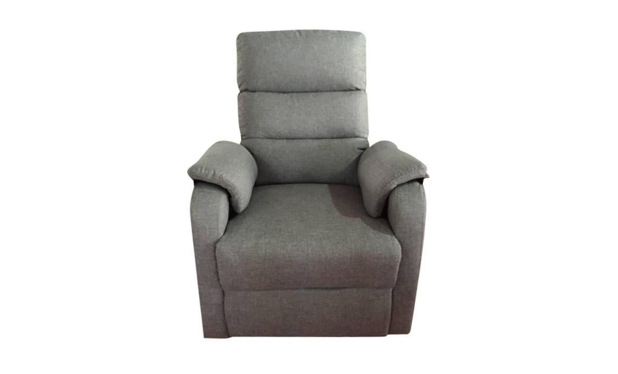 fauteuil de relaxation manuel   tissu gris   classique pas cher
