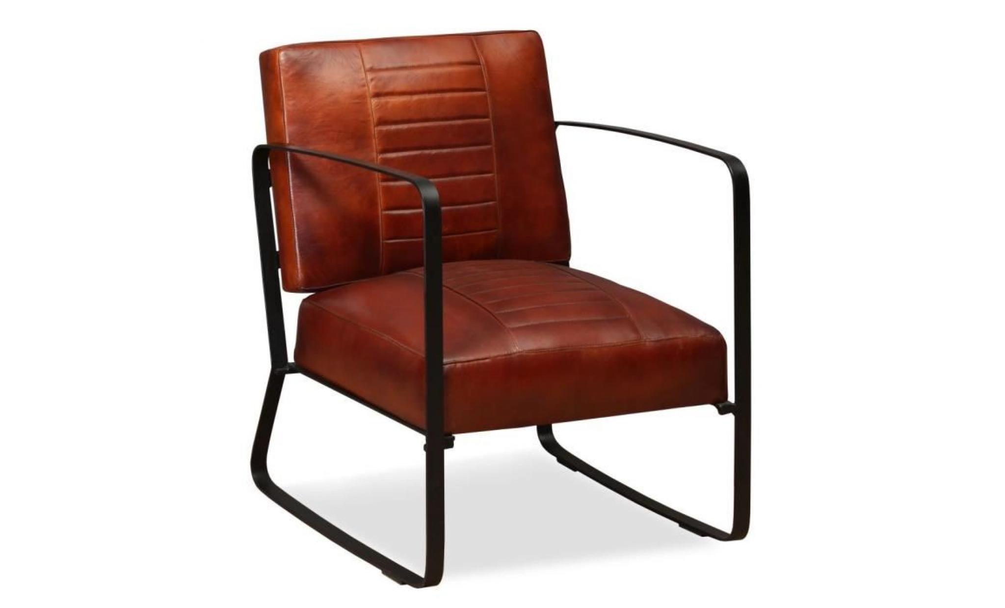fauteuil de salon en cuir véritable marron