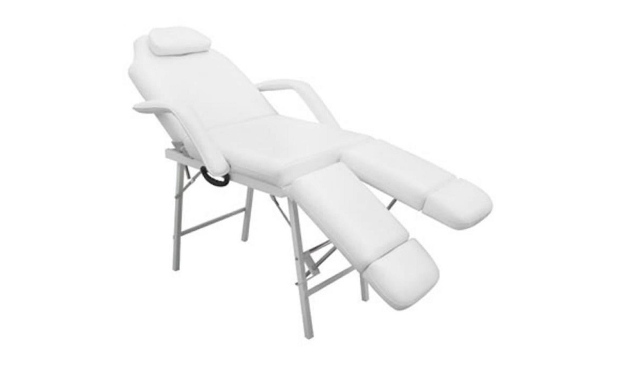 fauteuil de soins de podologie avec 2 repose pieds réglable blanc crème inclinable et pliant pas cher