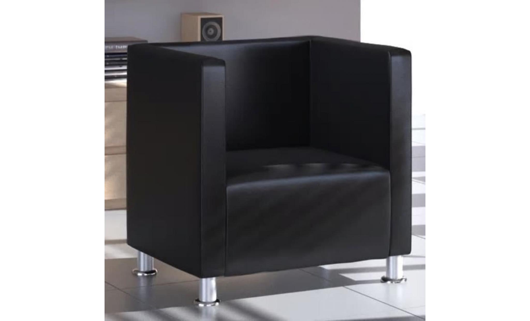 fauteuil design de cube cuir synthétique noir