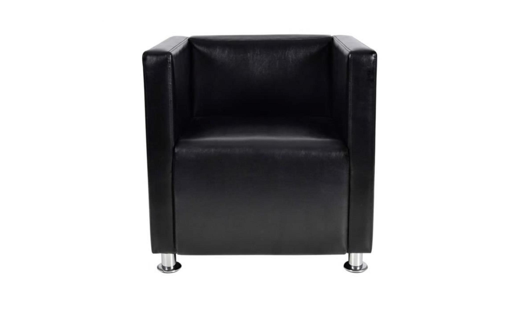 fauteuil design de cube cuir synthétique noir pas cher