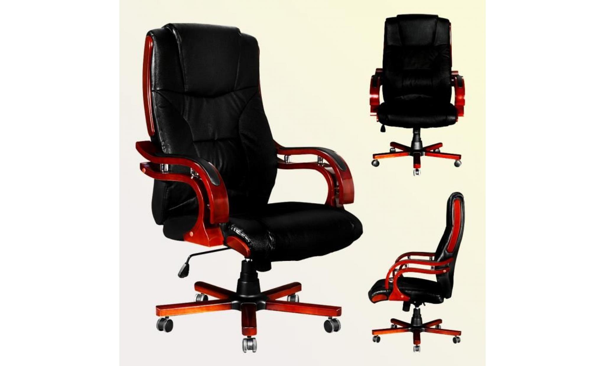 fauteuil direction chaise en cuir noir design rétro l moderne confort pour bureau réglable pratique pas cher