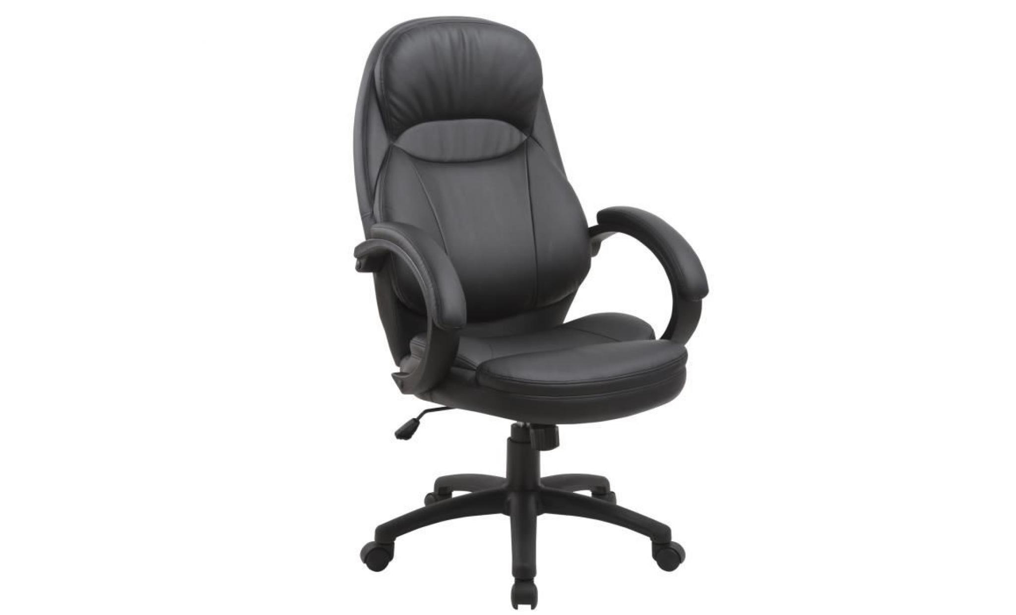 fauteuil directorial noir fauteuil de bureau chaise pivotant en similicuir réglable en hauteur avec mécanisme d'inclinaison duhome