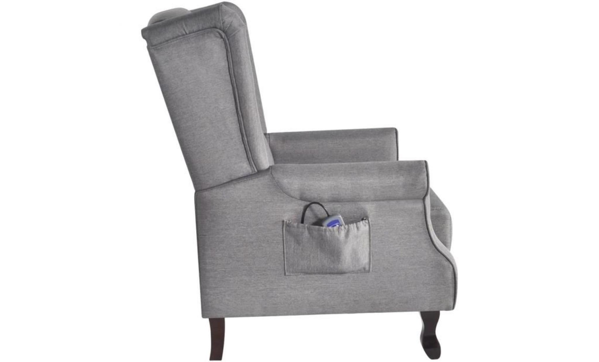 fauteuil électrique de massage réglable tissu gris chaises fauteuil relax fauteuil relaxation massage pas cher
