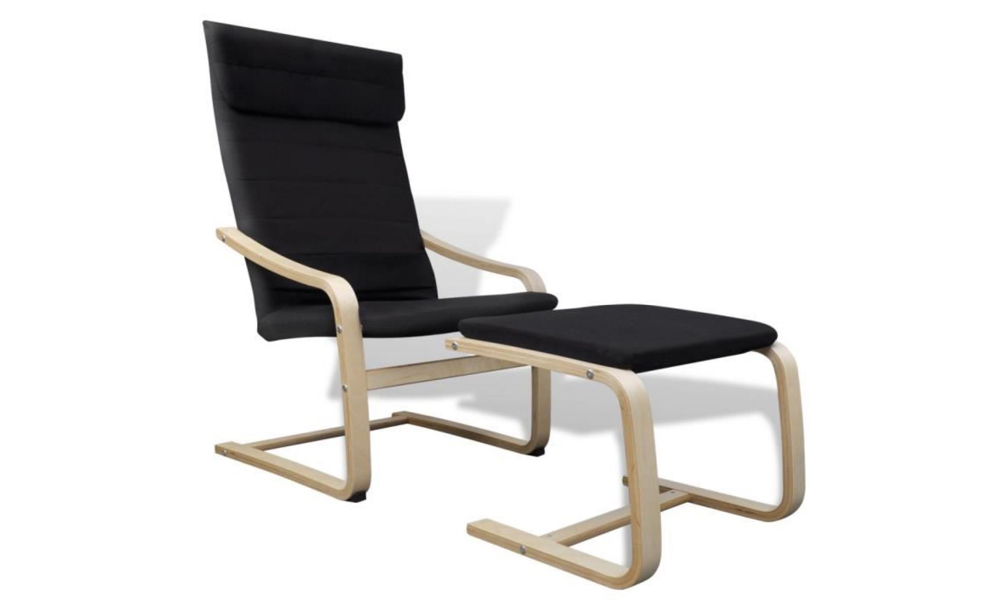 fauteuil en bois courbé couleur noir avec repose pieds