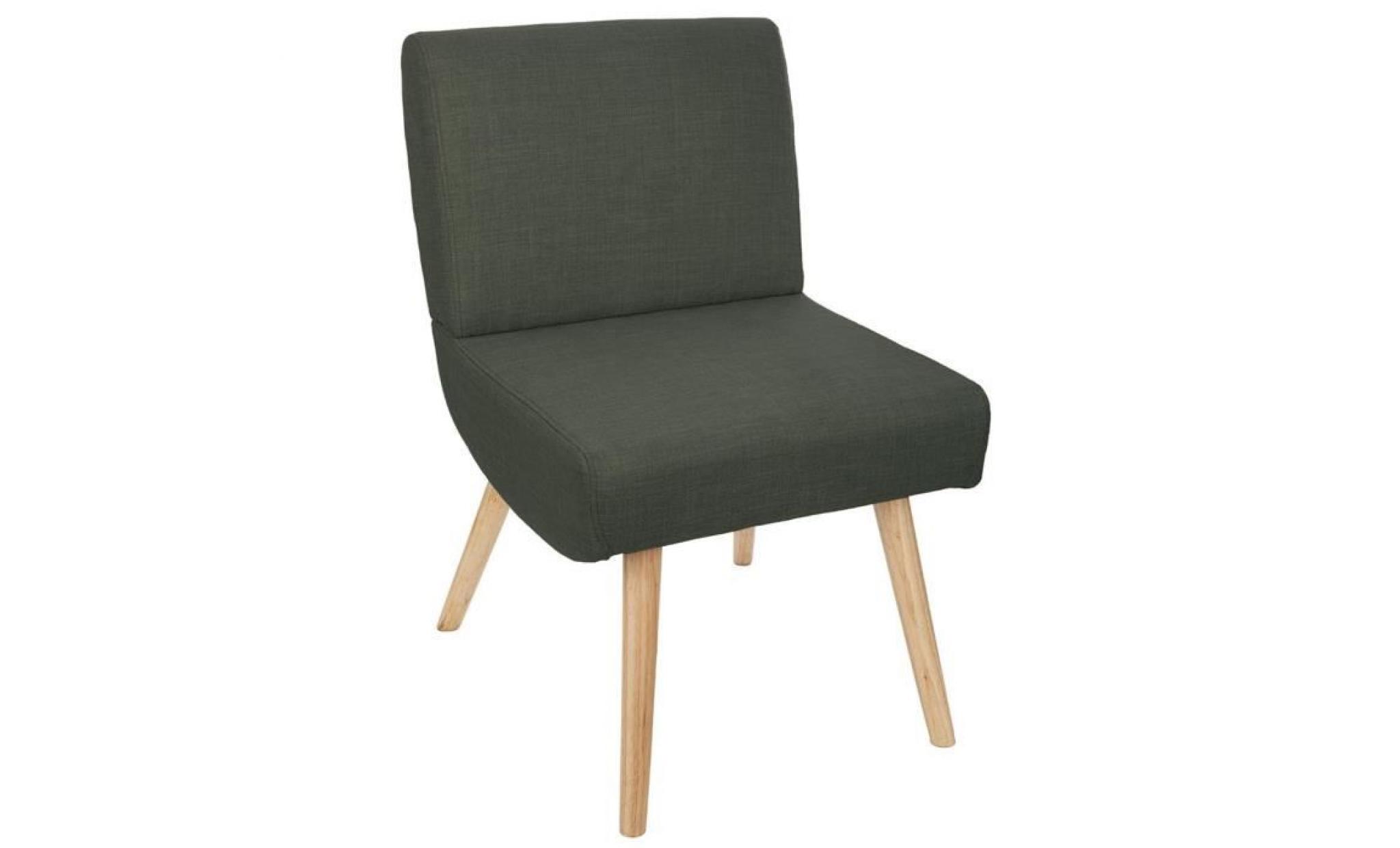fauteuil en hévéa et polyester coloris gris foncé   dim : l.59 x l.49 x h.76 cm