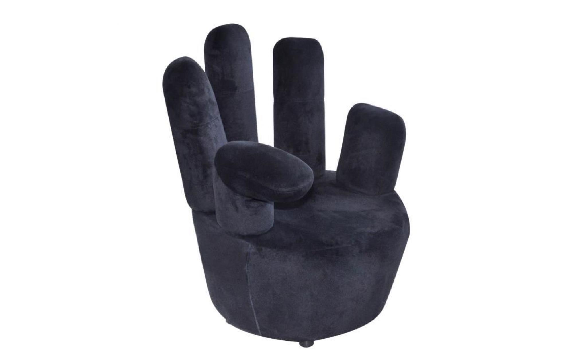 fauteuil en velours noir en forme de main