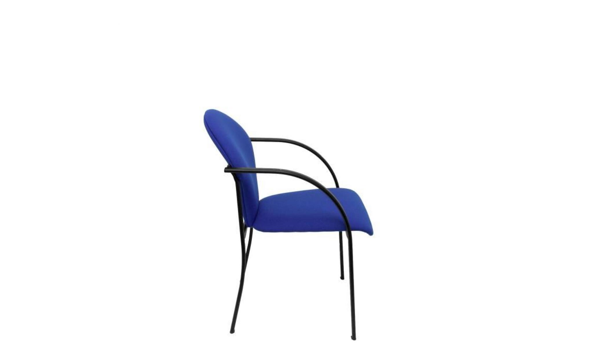 fauteuil ergonomique confiant avec accoudoirs fixes intégrés, structure empilable et noire   assise et dossier rembourrés en tissu pas cher