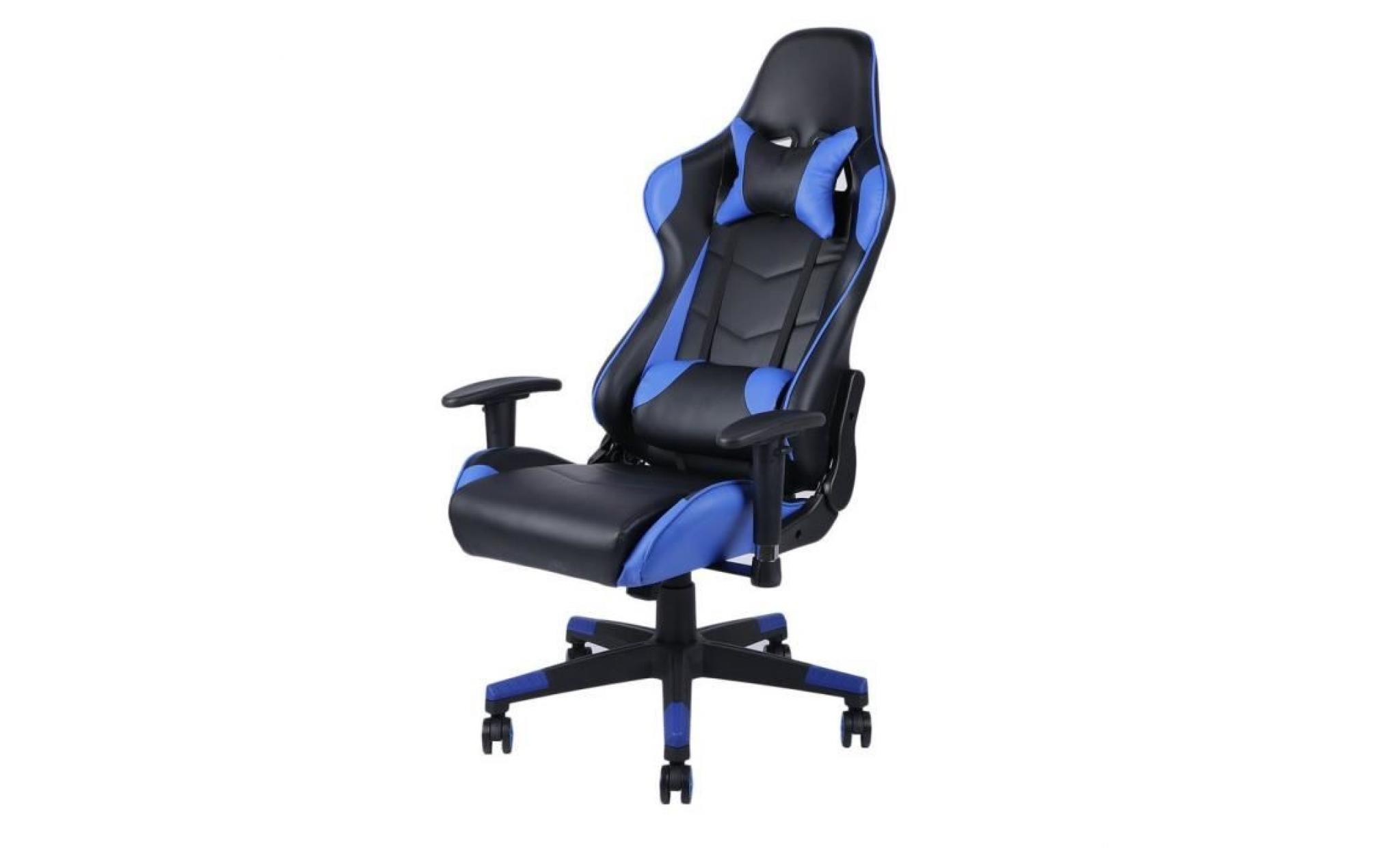 fauteuil gamer chaise de bureau inclinable 150°réglable bleu