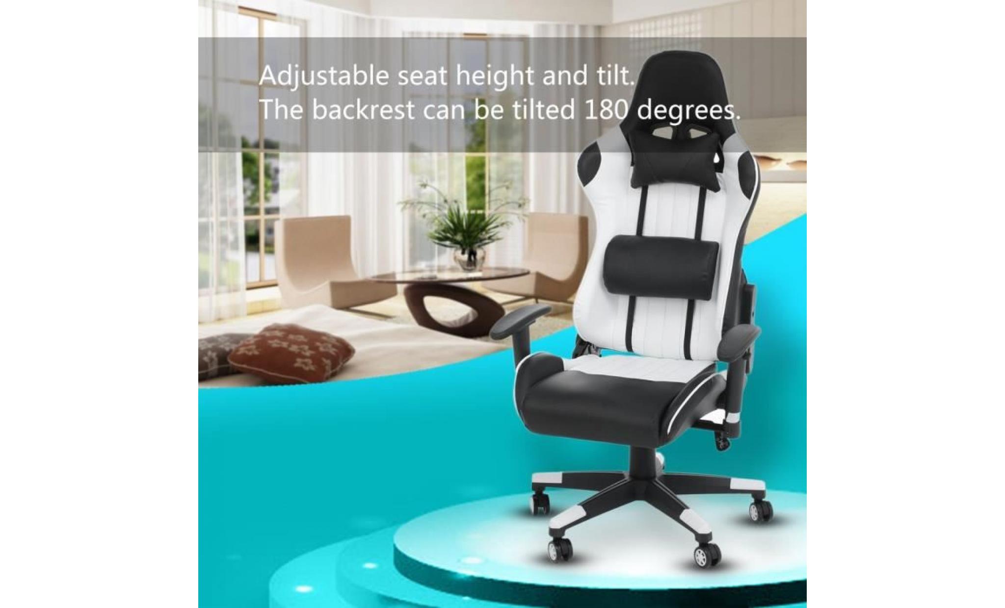 fauteuil gamer chaise de jeu avec pivot à 150° hauteur réglable