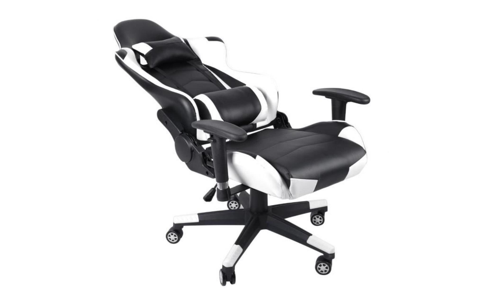 fauteuil gamer chaise de jeu avec pivot d'appui tête à 360 ° roues roulantes design modern marron&noir pas cher