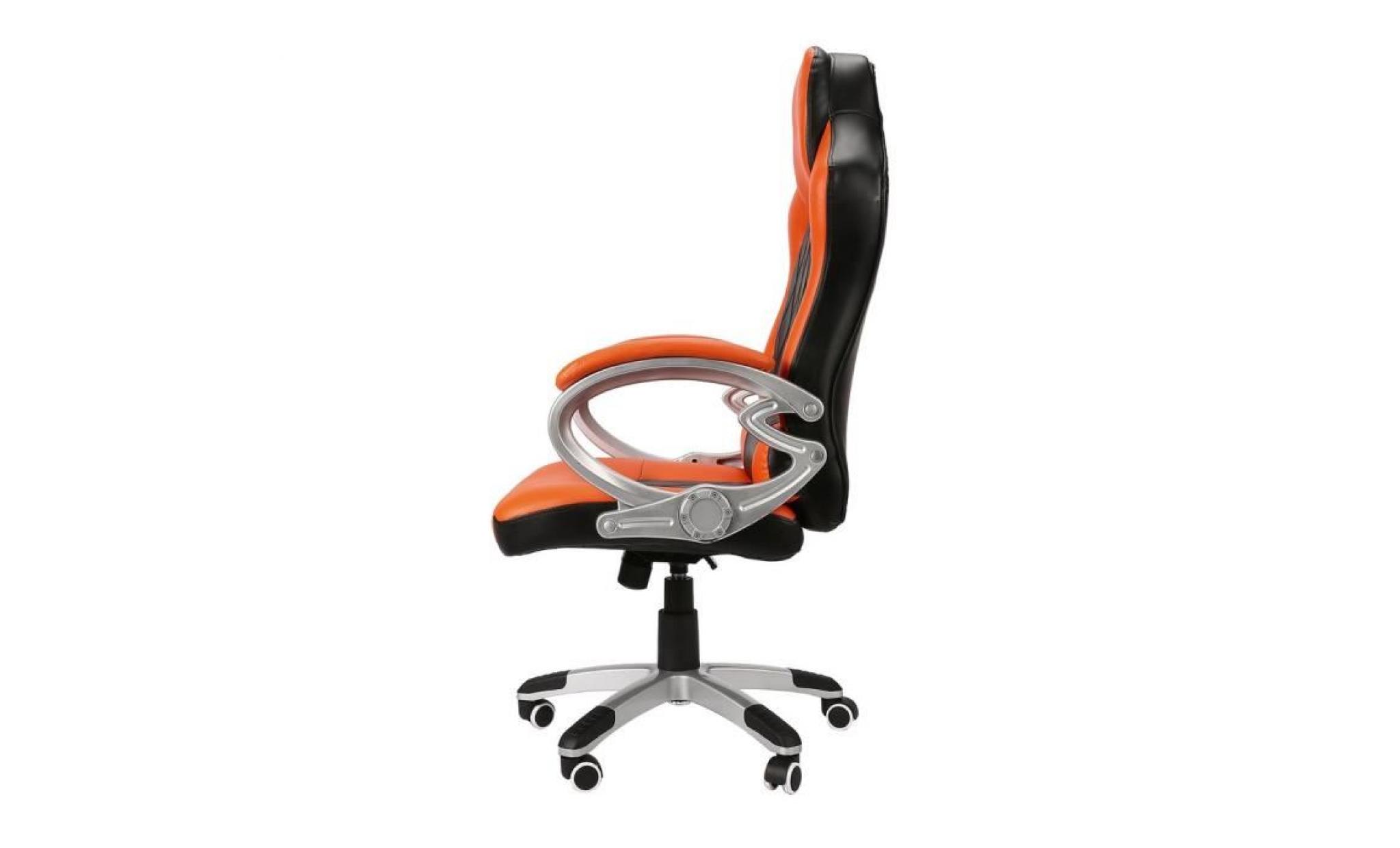 fauteuil gamer chaise de jeu chaise fauteuil de bureau 360 degree rotation orange et noir pas cher