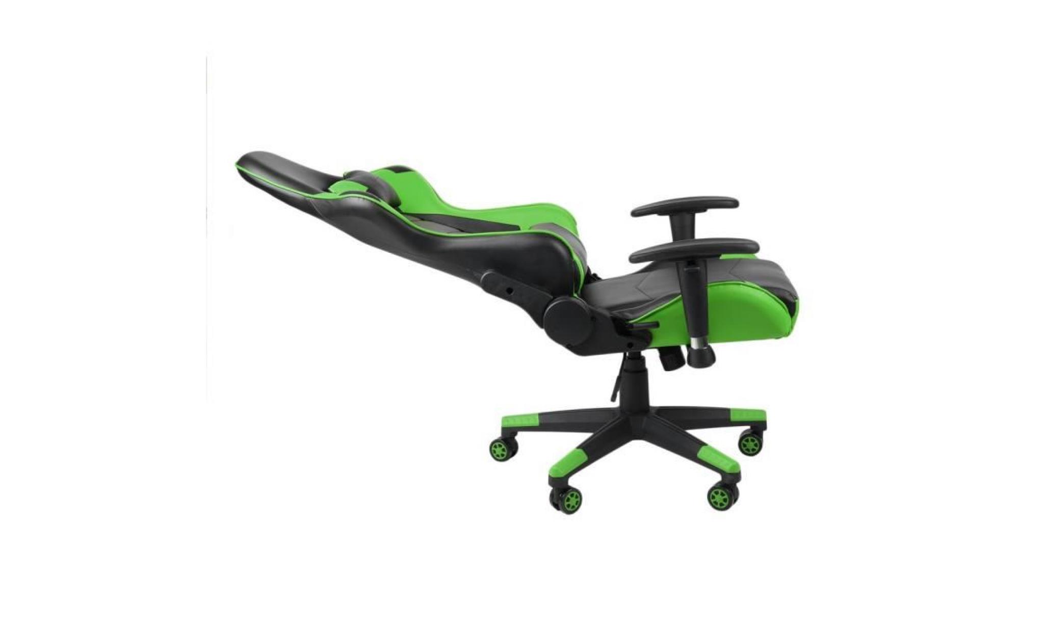 fauteuil gamer  design modern ergonomique chaise de jeu avec roues roulantes vert pas cher