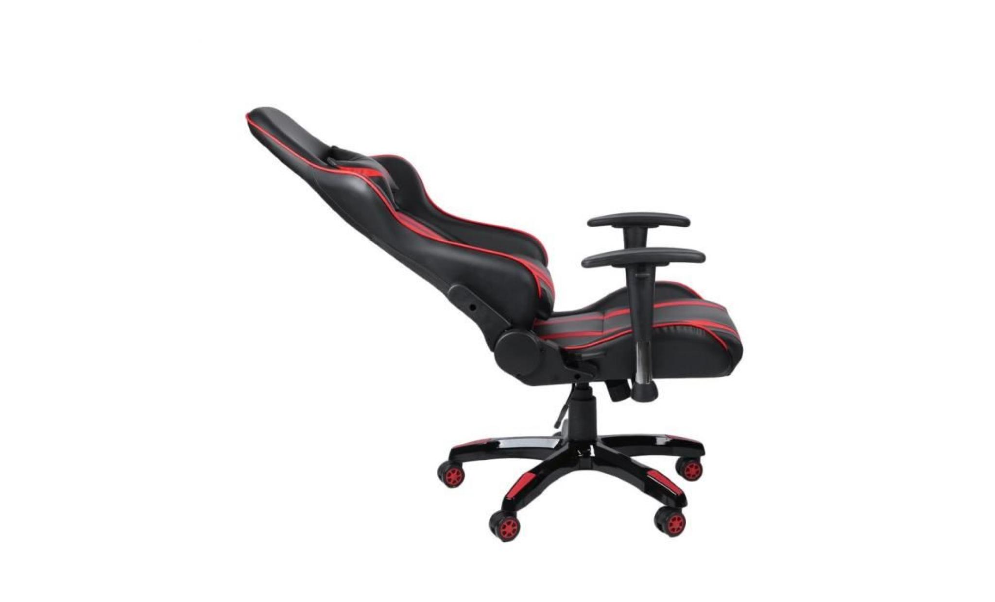 fauteuil gamer en cuir   chaise de jeu anti fatigue réglable ergonomique   rouge et noir pas cher