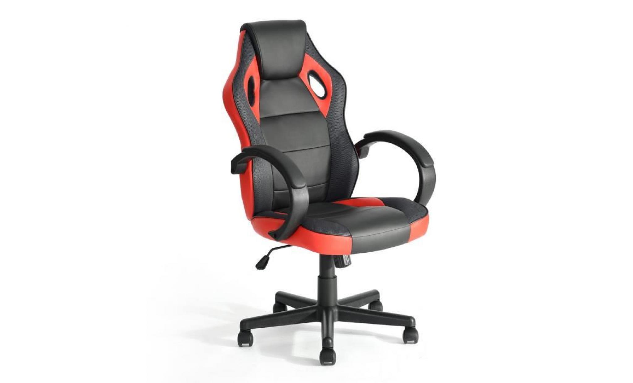 fauteuil gamer rouge et noir chaise de jeu avec fonction d'inclinaison rotation 360 degrés hauteur réglable,marque homy casa