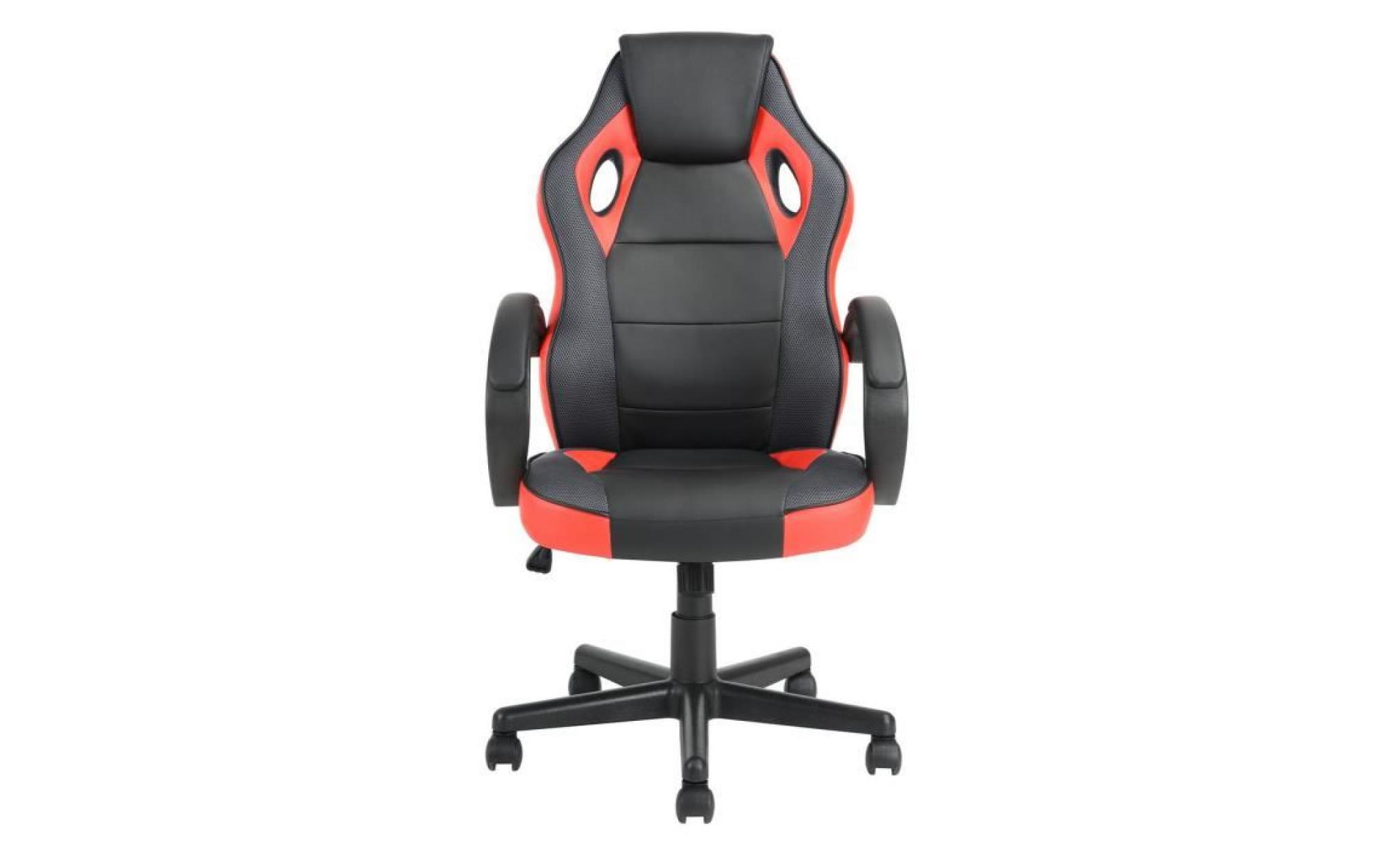 fauteuil gamer rouge et noir chaise de jeu avec fonction d'inclinaison rotation 360 degrés hauteur réglable,marque homy casa pas cher