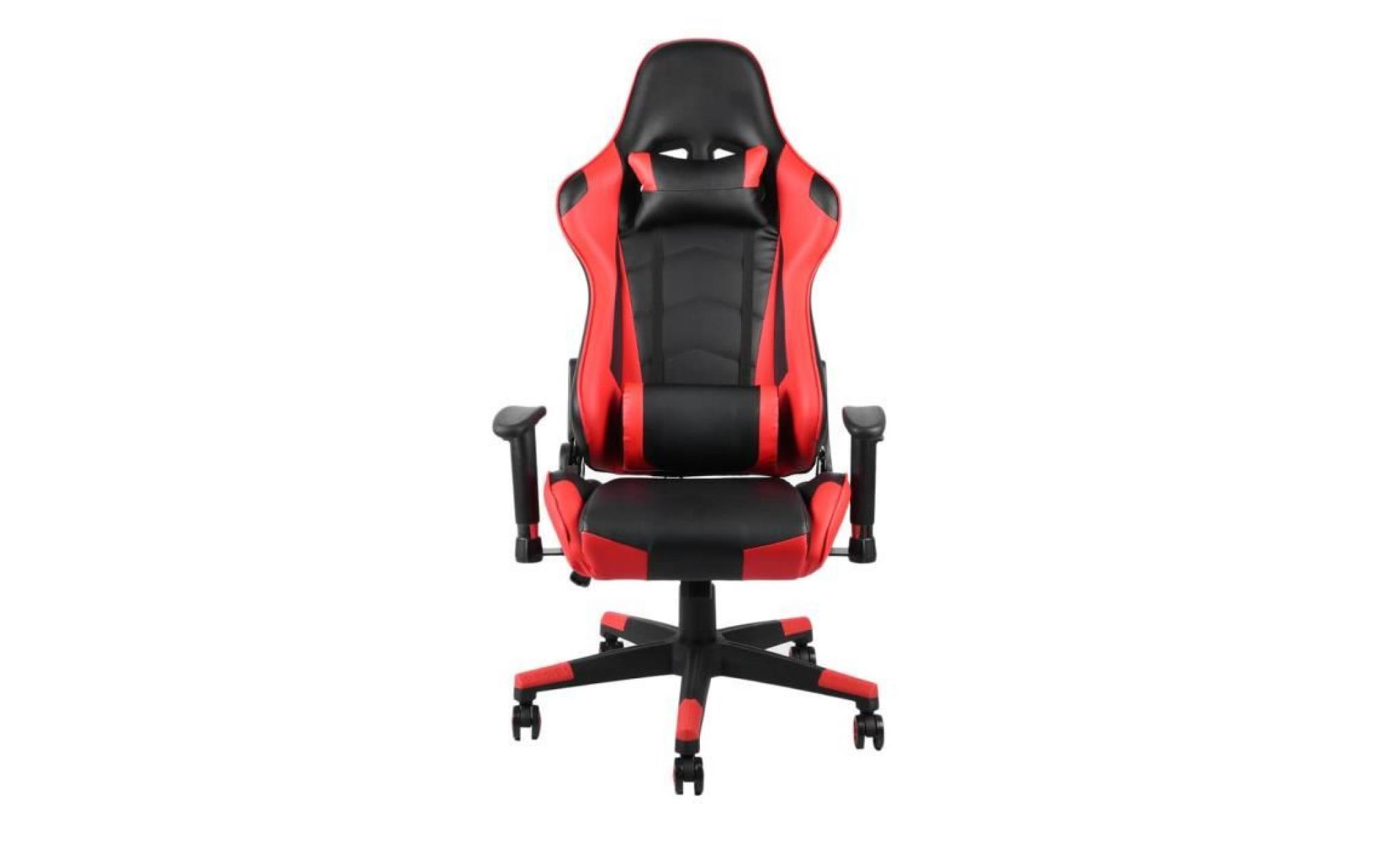 fauteuil gaming chaise de jeu rouge en faux cuir excellente stabilité super confortable sige de gaming réglable