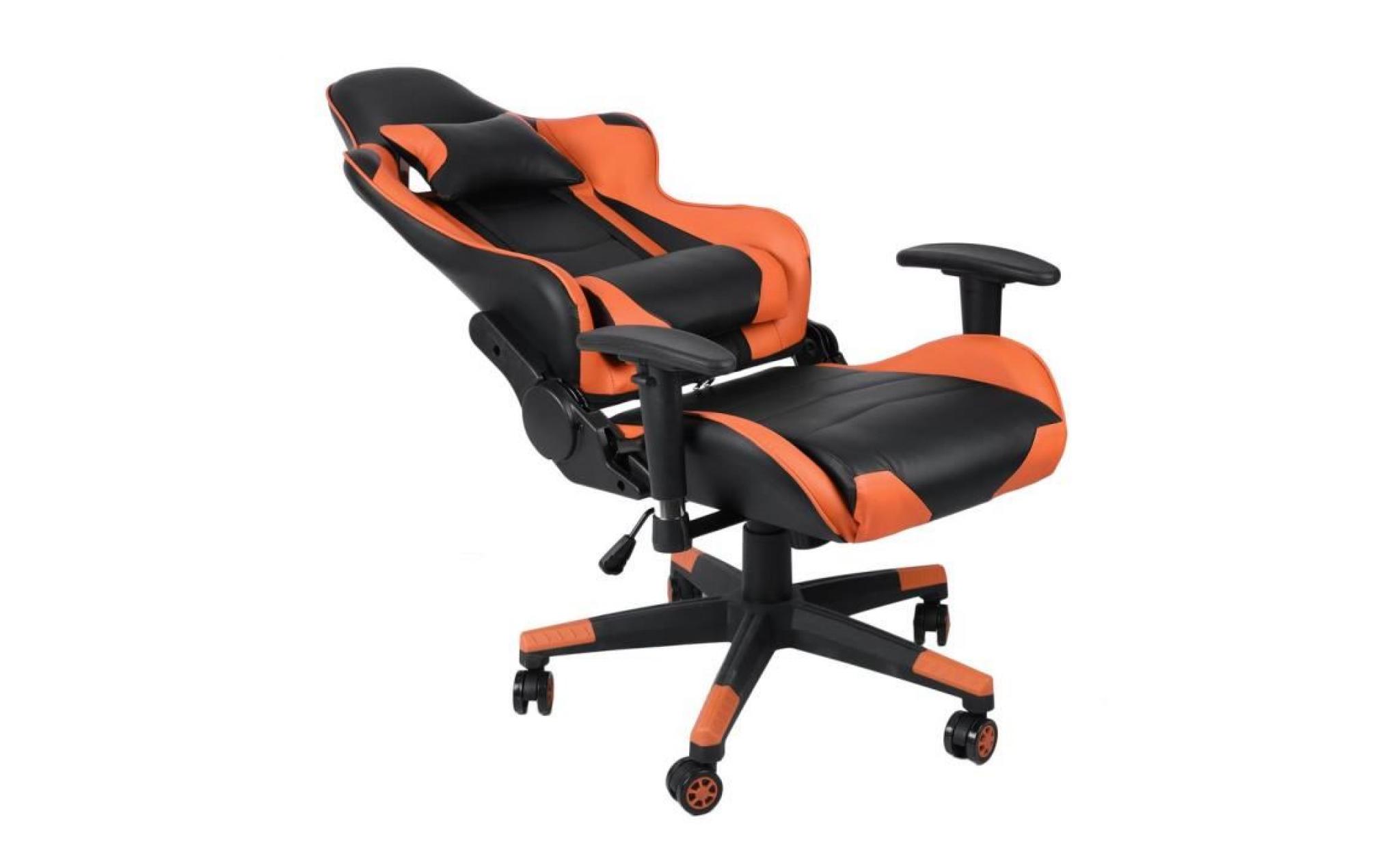 fauteuil gaming   orange   chaise de jeu pas cher