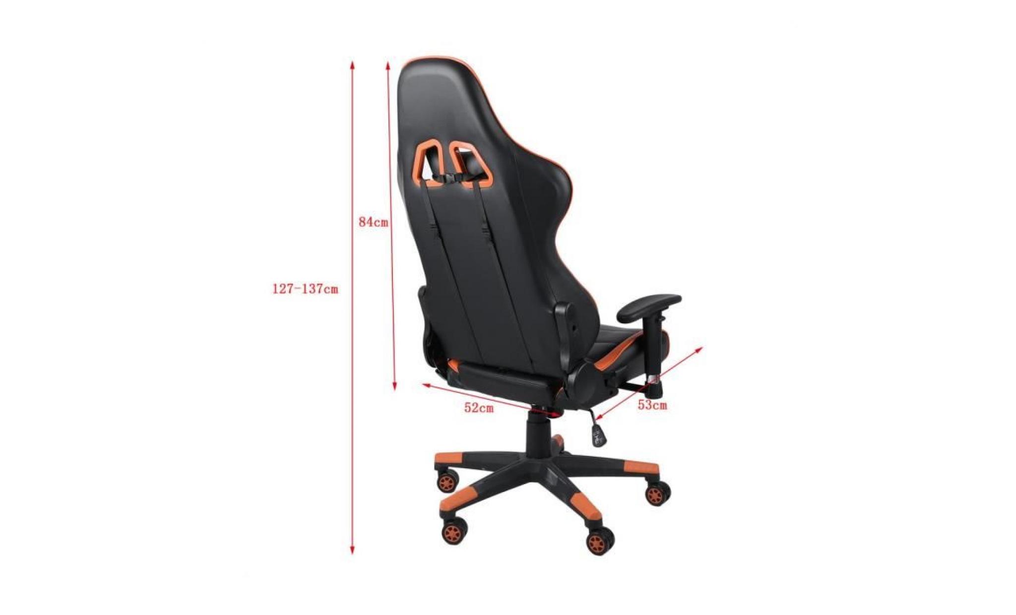 fauteuil gaming orange et noir fauteuil de bureau hauteur réglable pas cher
