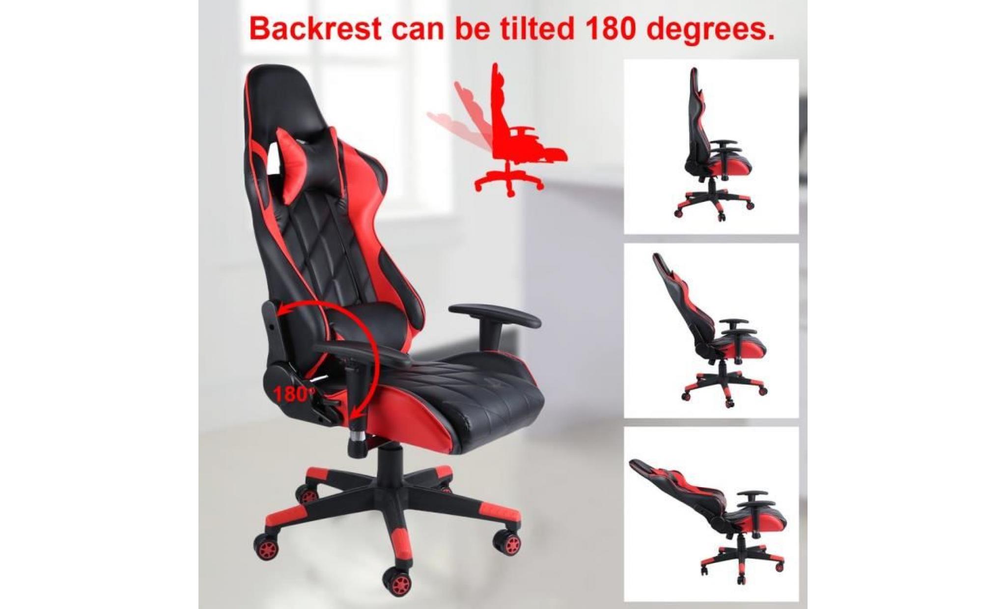 fauteuil gaming rouge avec rotation de 360 degrés pas cher