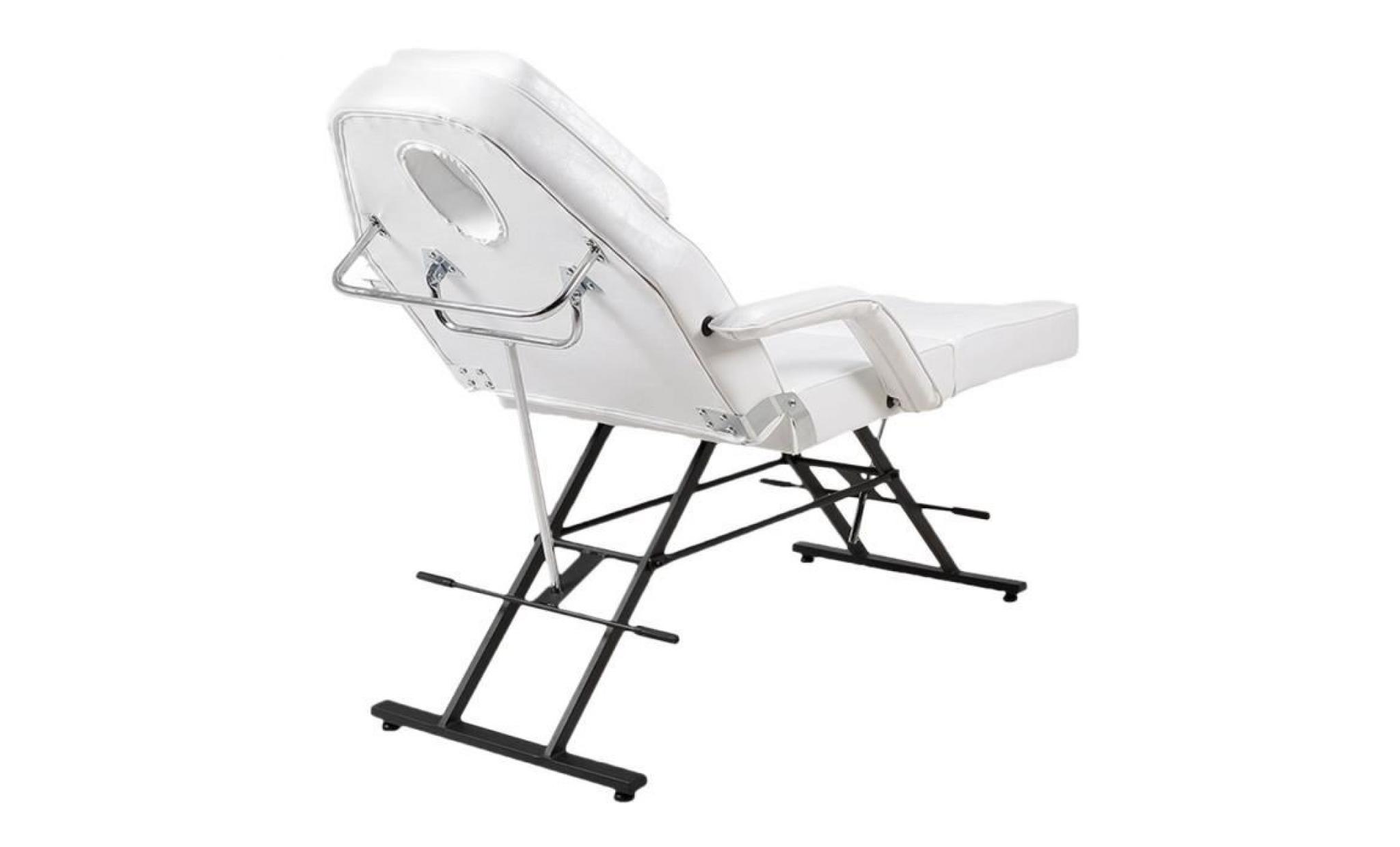 fauteuil lit + tabouret roulant pour salon de beauté appareil de bien être couleur blanc pas cher