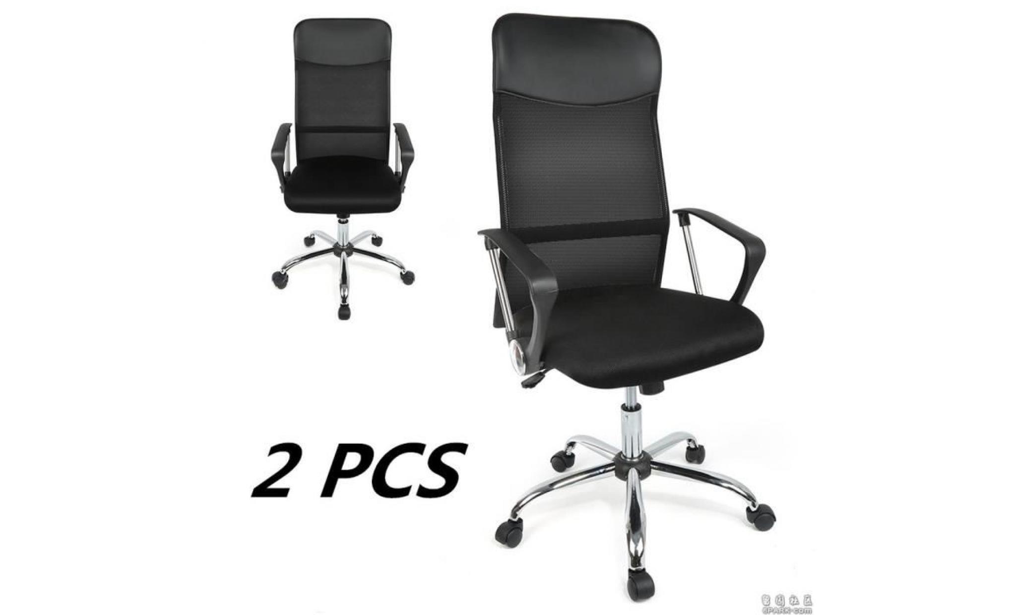 fauteuil   lot de 2 fauteuil chaise de bureau noir inclinable pour ordinateur hauteur réglable